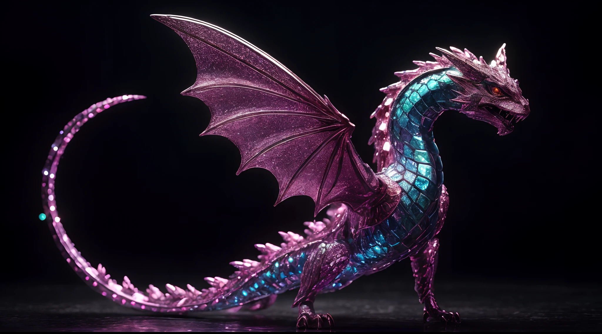 a crystal dragon， genial, galaxias, limpeza, Glittery, Glittery, esplendor, Colouring, amazing photography, lighting dramatic, Foto-realismo, Ultra - Detalhado, 4k, profundidade de campos, A high resolution