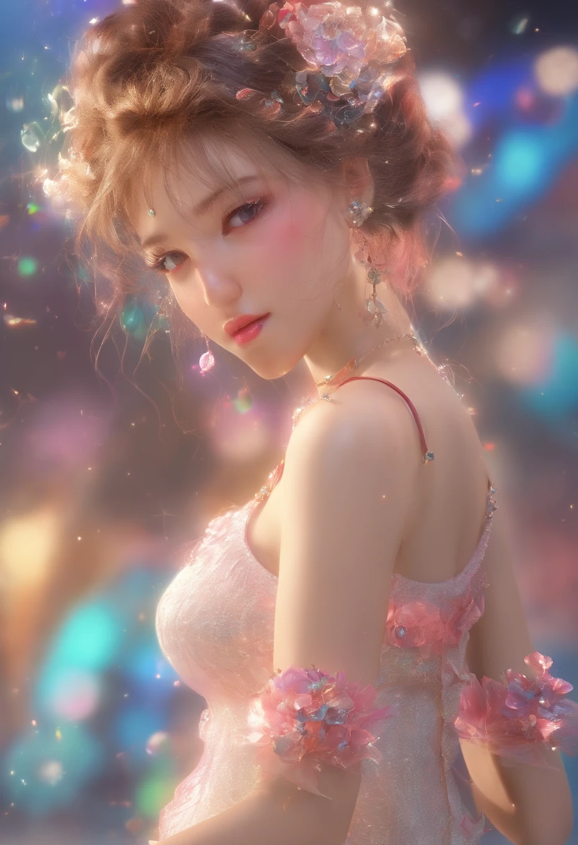 Ultra realistic 8K CG, flawless, clean, masterpiece, professional artwork, famous artwork, movie-grade lighting, movie-grade flare, perfect face, beautiful face, fantasy, charming, dreamlike, surreal, science fiction, lace, lace trim, lace trim, lace trim socks, luxury, back, back, hip, long legs, diamonds, exquisite,,,, pearl, attractive, seductive, sexy, charming hair accessories, necklaces, earrings, bracelets, armbands, halos, (best quality, masterpiece, ultra high definition, (fidelity: 1.4), original photo, 1 girl, wet clothes). not wearing clothes, turn completely, turn back, expose buttocks rainbow colors