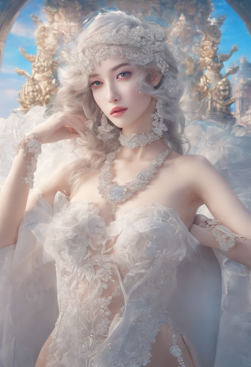 Ultra realistic 8K CG, flawless, clean, masterpiece, professional artwork, famous artwork, movie-grade lighting, movie-grade flare, perfect face, beautiful face, fantasy, charming, dreamlike, surreal, science fiction, lace, lace trim, lace trim, lace trim socks, luxury, back, back, hip, long legs, diamonds, exquisite,,,, pearl, attractive, seductive, sexy, charming hair accessories, necklaces, earrings, bracelets, armbands, halos, (best quality, masterpiece, ultra high definition, (fidelity: 1.4), original photo, 1 girl, wet clothes). not wearing clothes, turn completely, turn back, expose buttocks rainbow colors