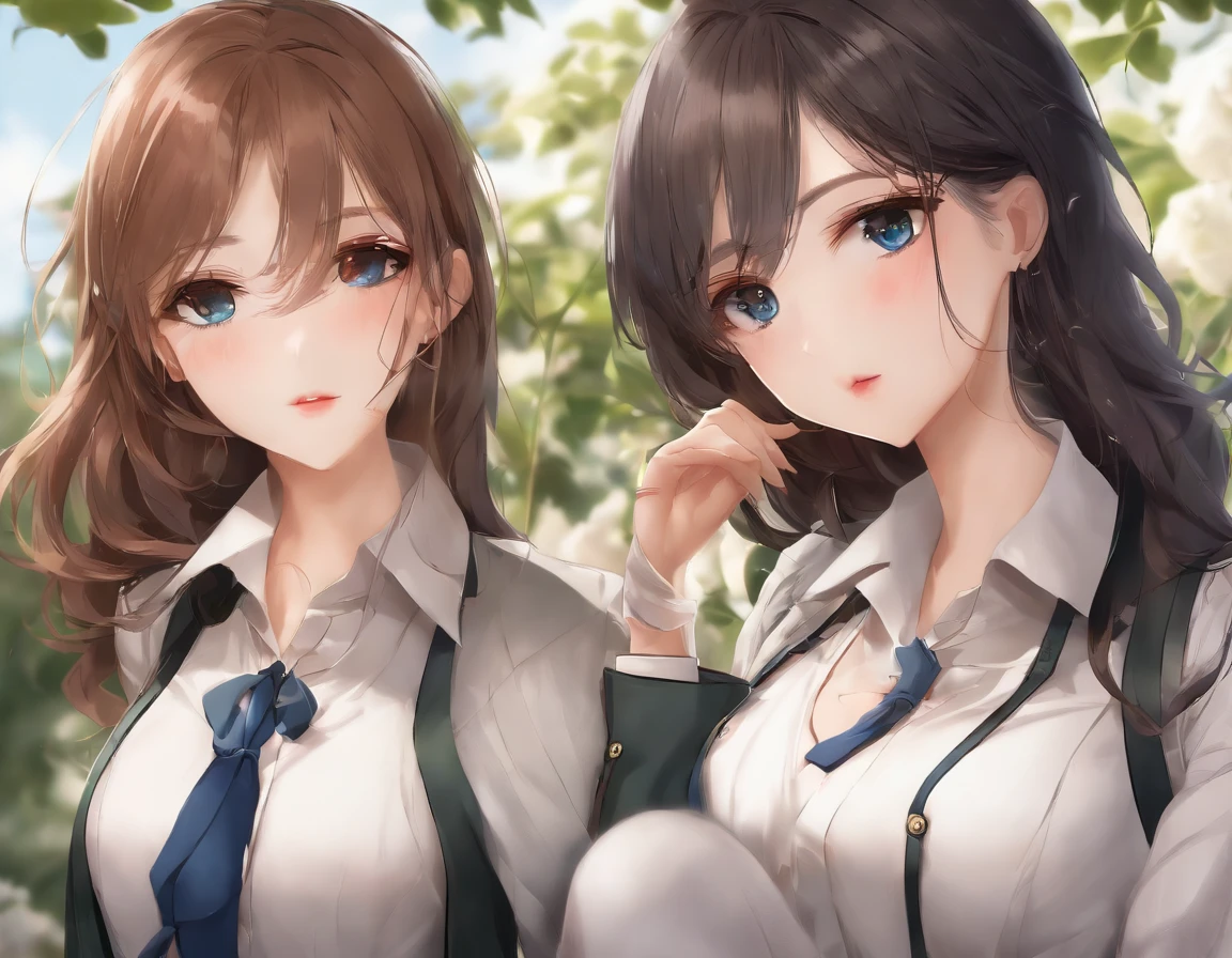 masutepiece, Best Quality, Illustration, Ultra-detailed, finely detail, hight resolution, 8K Wallpaper, Perfect dynamic composition, Beautiful detailed eyes,  Natural Lip,Blazer ,School uniform, cleavage, Full body,Put your hands in your pockets