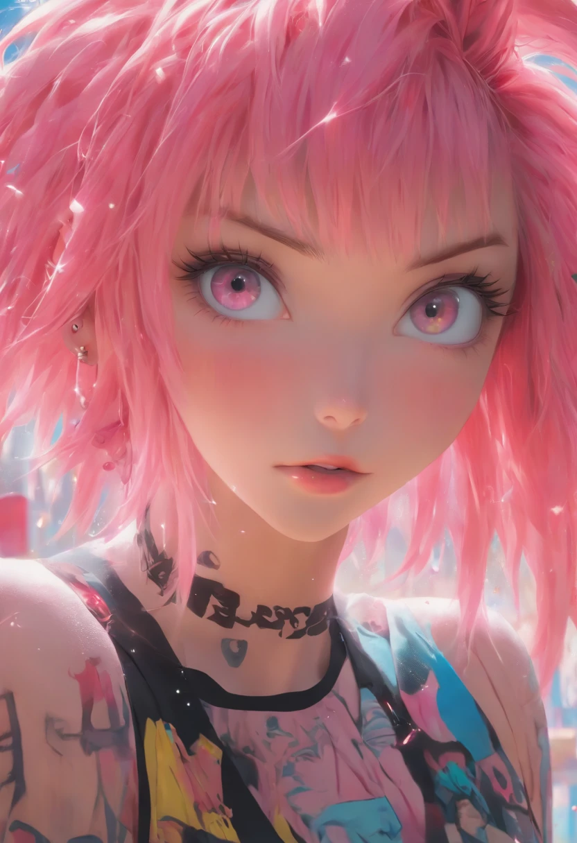 Pink hair, Hyperrealism, anime style, Gothic art, 8k, super detail, textured skin, high details, 16k, anatomically correct, masterpiece, 16k