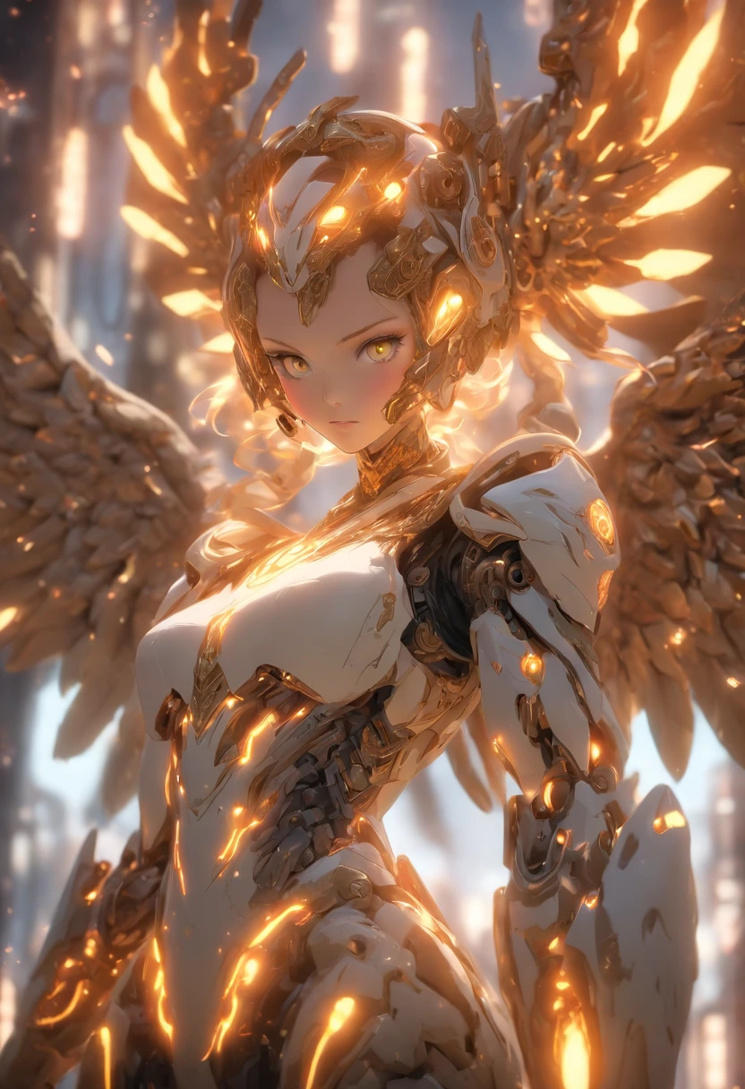 (Full body shot:1.4),(Wide Angle Shot), (Intricate details:1.4), (Masterpiece) , ((Anime Robot, Beautiful White Skin Golem, Angel, 1girl, Magic)), (Perfect Aesthetic Eyes:1.3) , (Detailed Eyes) , (Halo) , (Elden ring:1.4), (Wings:1.3), Glowing, Twintails Hair, Multicolored Hair, (Anatomically Correct Body:1.4) , Angry, (Perfect Face), Saenyo Ancalagon Majestic Guardian Knight | Ultra Detailed Robotic Armor | Cinematic Lighting | Intricate filigree metal design | 16k | Unreal Engine 5 | Octane Render | 3d, (anatomically correct :1.4), (Ultra Detailed, Fantasy Background, Blush, Solo, Fightning Stance), (magic circle:1.3), Lightning Effect, (Ray Tracing), Show Your Ability A.I., (Glowing Eyes) , (Particles Glowing) , 16k Wallpaper, Robot Female, Trending on Pintrest, By Nimox AI, UHD