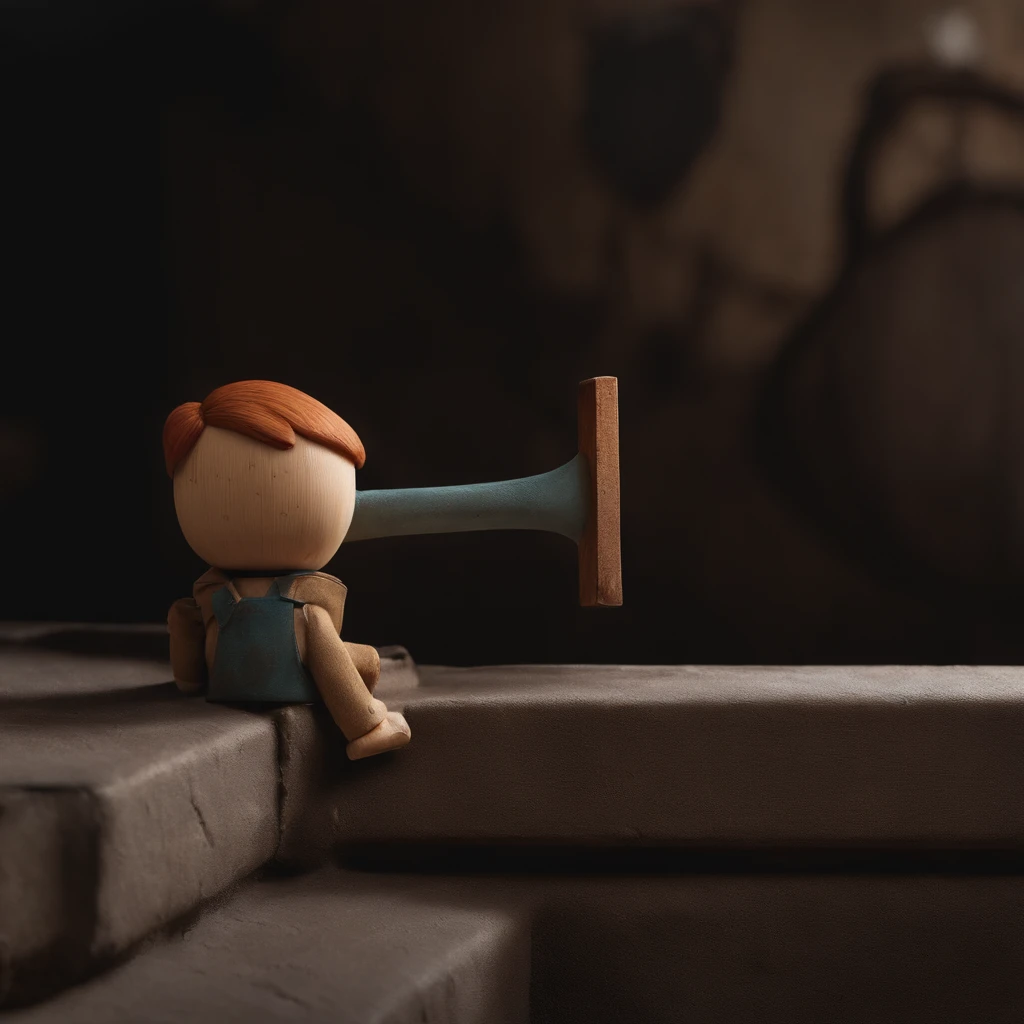 A flag,There is a wall with a hole like this 3D above,A man with an evil face,With a sledgehammer in his hand,So half brings such a hammer to that hole in the wall,In the mouth of this doll, I don't know that the person of this character is a screw