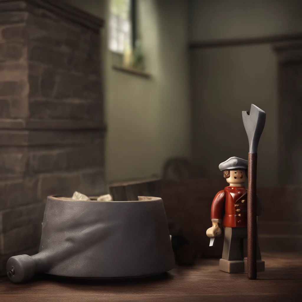 A flag,There is a wall with a hole like this 3D above,A man with an evil face,With a sledgehammer in his hand,So half brings such a hammer to that hole in the wall,In the mouth of this doll, I don't know that the person of this character is a screw