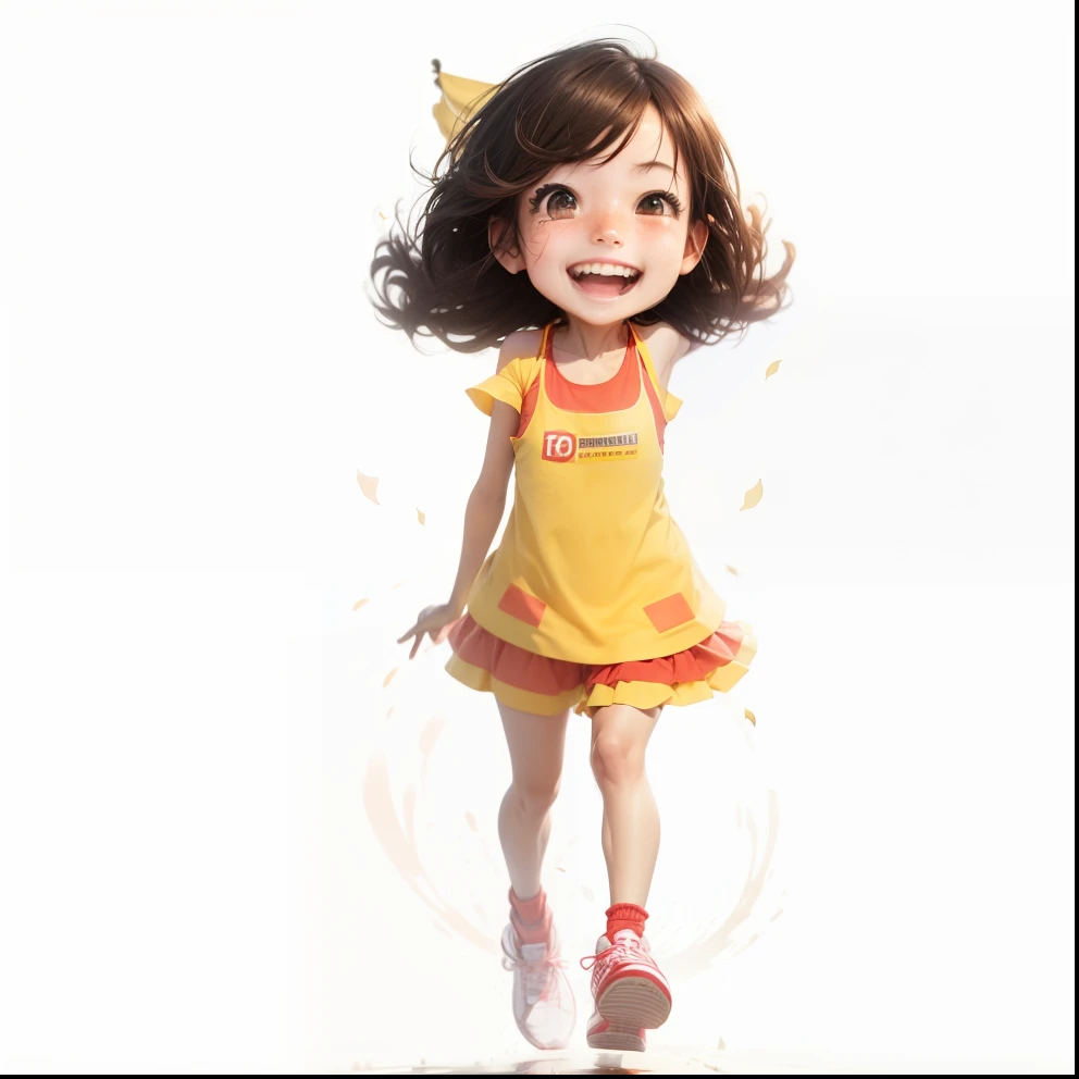Cheerful and smiling running with open arms