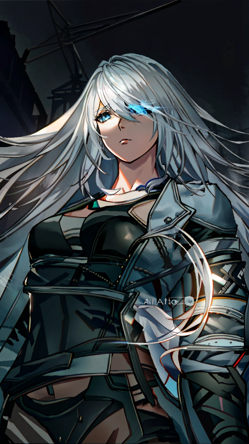 anime girl with white hair and blue eyes holding a sword, tifa lockhart with white hair, nier, nier autoamata, nier inspired, nier 2 b, white haired deity, nier:automata inspired, nier : automata inspired, fanart best artstation, girl with white hair, highly detailed exquisite fanart, artbook artwork