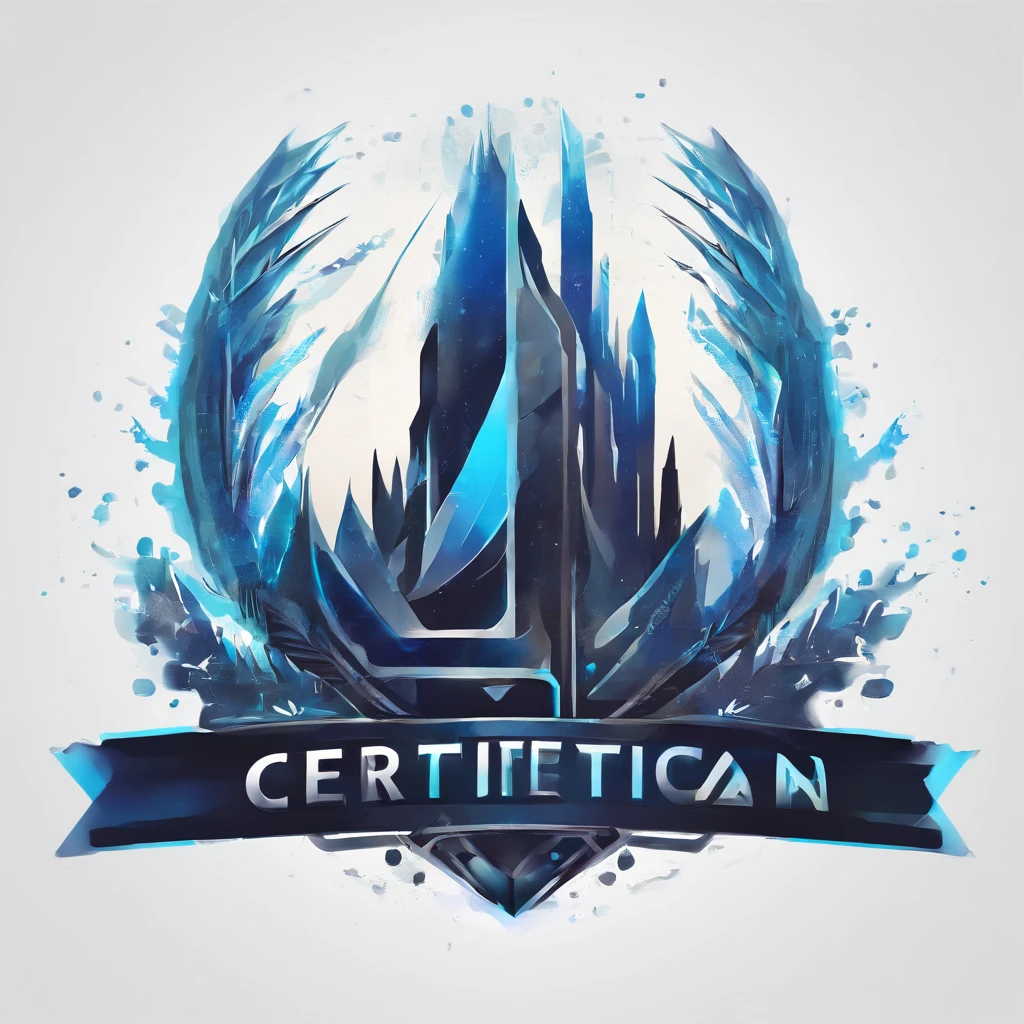 logo that represents the digital certification, digital art, high-quality, blue base logo, no words included, detailed painting