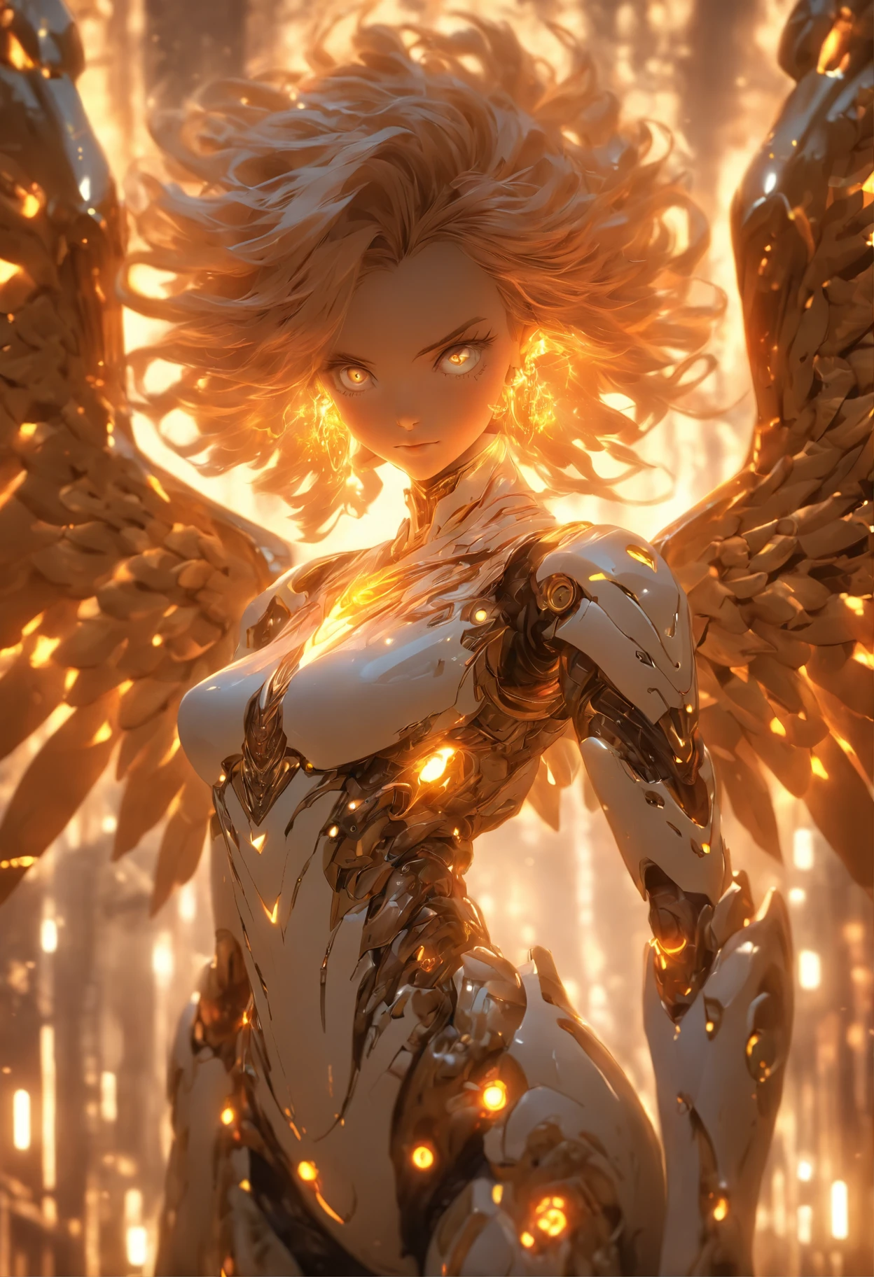 (Full body shot:1.4),(Wide Angle Shot), (Intricate details:1.4), (Masterpiece) , ((Anime Robot, Beautiful White Skin Golem, Angel, 1girl, Magic)), (Perfect Aesthetic Eyes:1.3) , (Detailed Eyes) , (Halo) , (Elden ring:1.4), (Wings:1.3), Glowing, Twintails Hair, Multicolored Hair, (Anatomically Correct Body:1.4) , Angry, (Perfect Face), Saenyo Ancalagon Majestic Guardian Knight | Ultra Detailed Robotic Armor | Cinematic Lighting | Intricate filigree metal design | 16k | Unreal Engine 5 | Octane Render | 3d, (anatomically correct :1.4), (Ultra Detailed, Fantasy Background, Blush, Solo, Fightning Stance), (magic circle:1.3), Lightning Effect, (Ray Tracing), Show Your Ability A.I., (Glowing Eyes) , (Particles Glowing) , 16k Wallpaper, Robot Female, Trending on Pintrest, By Nimox AI, UHD