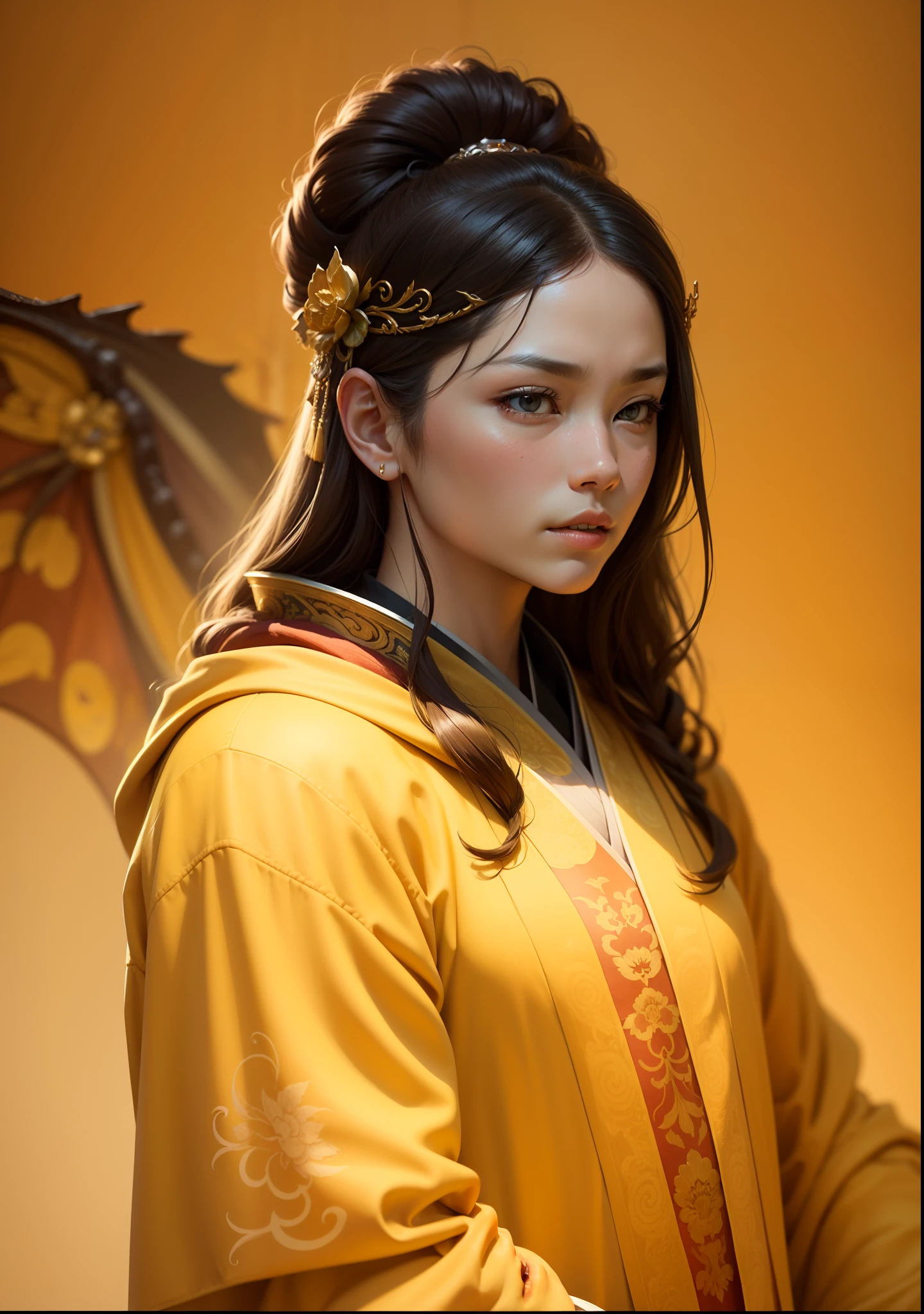 A male,Emperor of the Tang Dynasty,With a black crown(Focused)A symbol of status,Wears a yellow pattern(ultra - detailed)Patterned color dragon robe,The face is rounded,(The long beard is highlighted and depicted)(Beautiful details),Look ahead,Solemn。,best qualityer,tmasterpiece,delicated,超高分辨率,highly detailed,beautifuldetails,finely detailled,8K分辨率,symmetriced face,Realistic photos,realistic model,RAW photo1.4,photorealistic art,HDR,Realistic cinema,