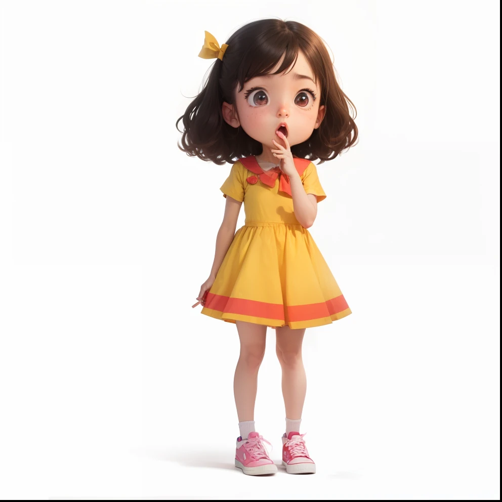 Personagem, estilo desenho da Pixar, menina, concentrada e alegre, she's sitting in the chair, pintando um quadro