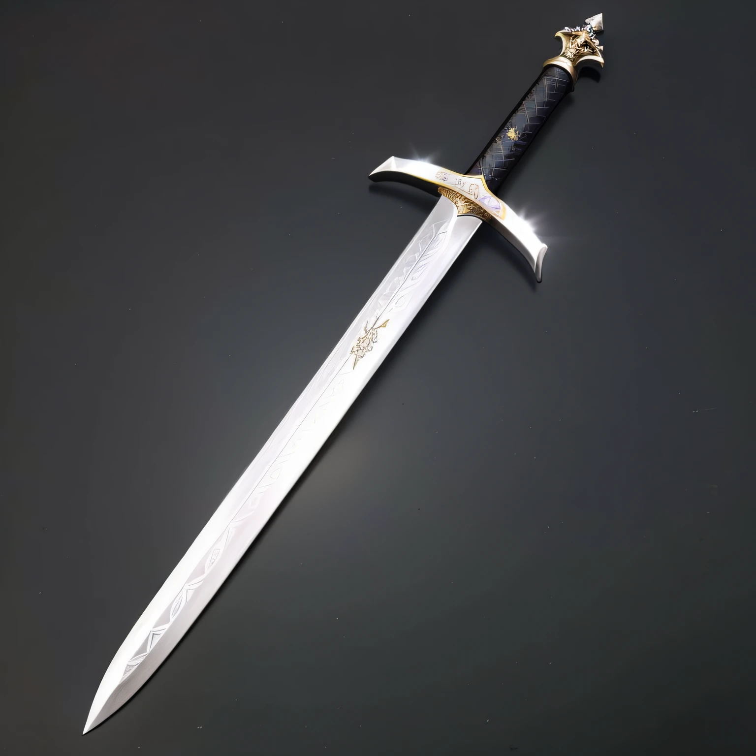 a closeup of a sword on a black surface, Basic steel sword, Espada longa, Espada medieval, espada grande, Espada Ligtt, two - handed sword, Espada larga, steel sword, Espada de Prata, espada grande, espada longa, Rapier, espada bonita, Broadespada, espada grande, uma espada larga, espada, espada de fantasia, espada enorme, arma medieval, icone de um jogo medieval, icone de jogo, (obra prima)(Ultra realista),(Ultra Dealhado),(melhor qualidade),(Ultra Detalhado)