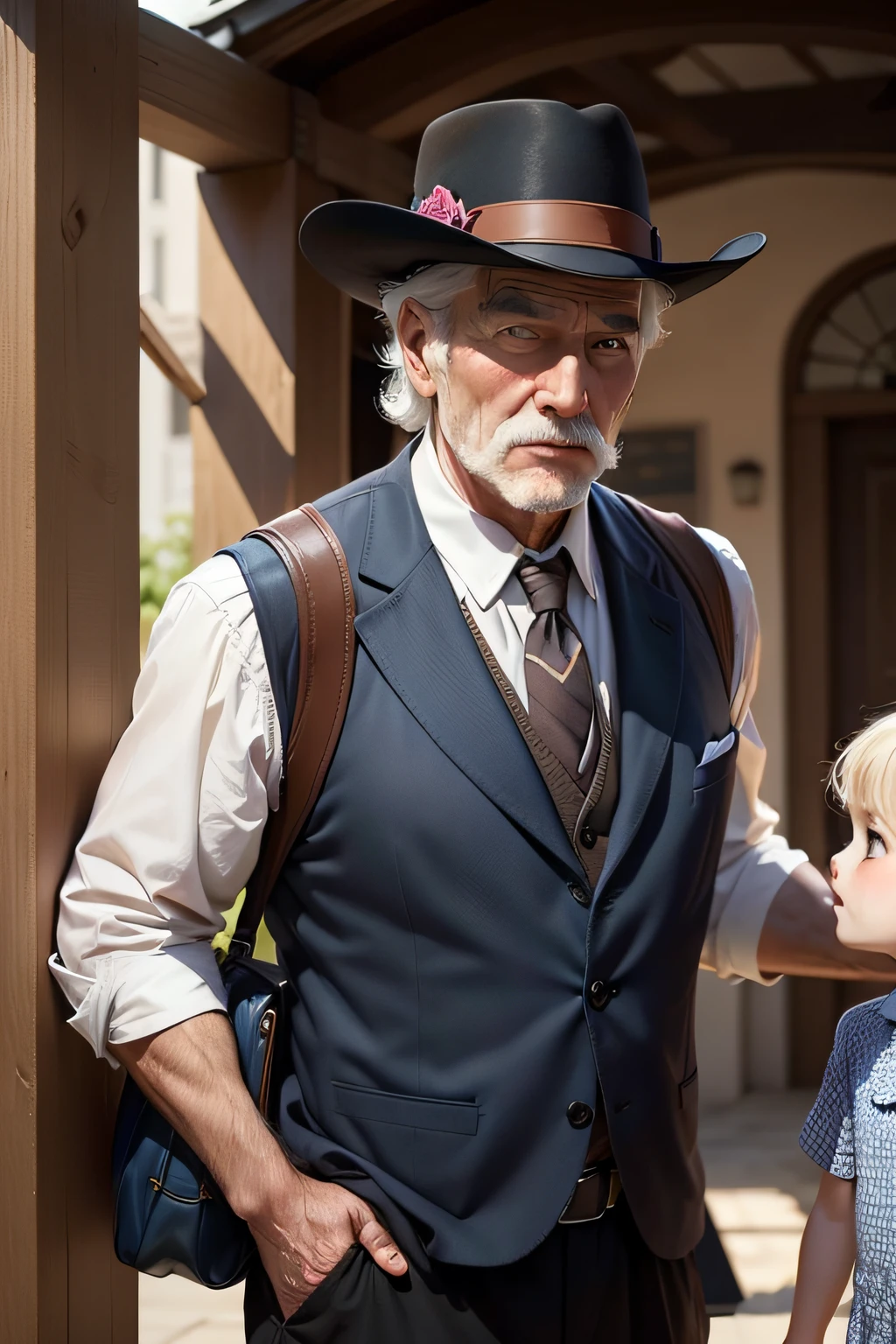Gentlemanly old man Age is 40s 2 children