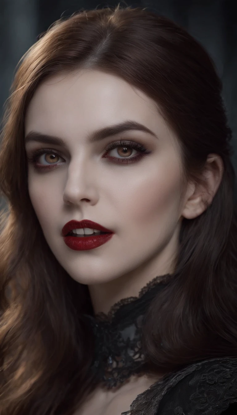 Master parts, Extremely high quality, HD8K, 1 Vampire girl, spooky ambiance, gotik, with her mouth open, vampire tooth, Redness of the eyes
,(an award winning masterpiece , Best quality:1. 2) , Christian vampire zombies, Detal Face , With gray eyes, cinematic ligh , Gloomy lighting, Horror aesthetics, highly detailed environments, 16k, hyper HD, hdr, (Master parts:1. 5), (Best quality:1. 5)
