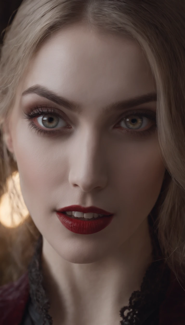 Master parts, Extremely high quality, HD8K, 1 Vampire girl, spooky ambiance, gotik, with her mouth open, vampire tooth, Redness of the eyes
,(an award winning masterpiece , Best quality:1. 2) , Christian vampire zombies, Detal Face , With gray eyes, cinematic ligh , Gloomy lighting, Horror aesthetics, highly detailed environments, 16k, hyper HD, hdr, (Master parts:1. 5), (Best quality:1. 5)