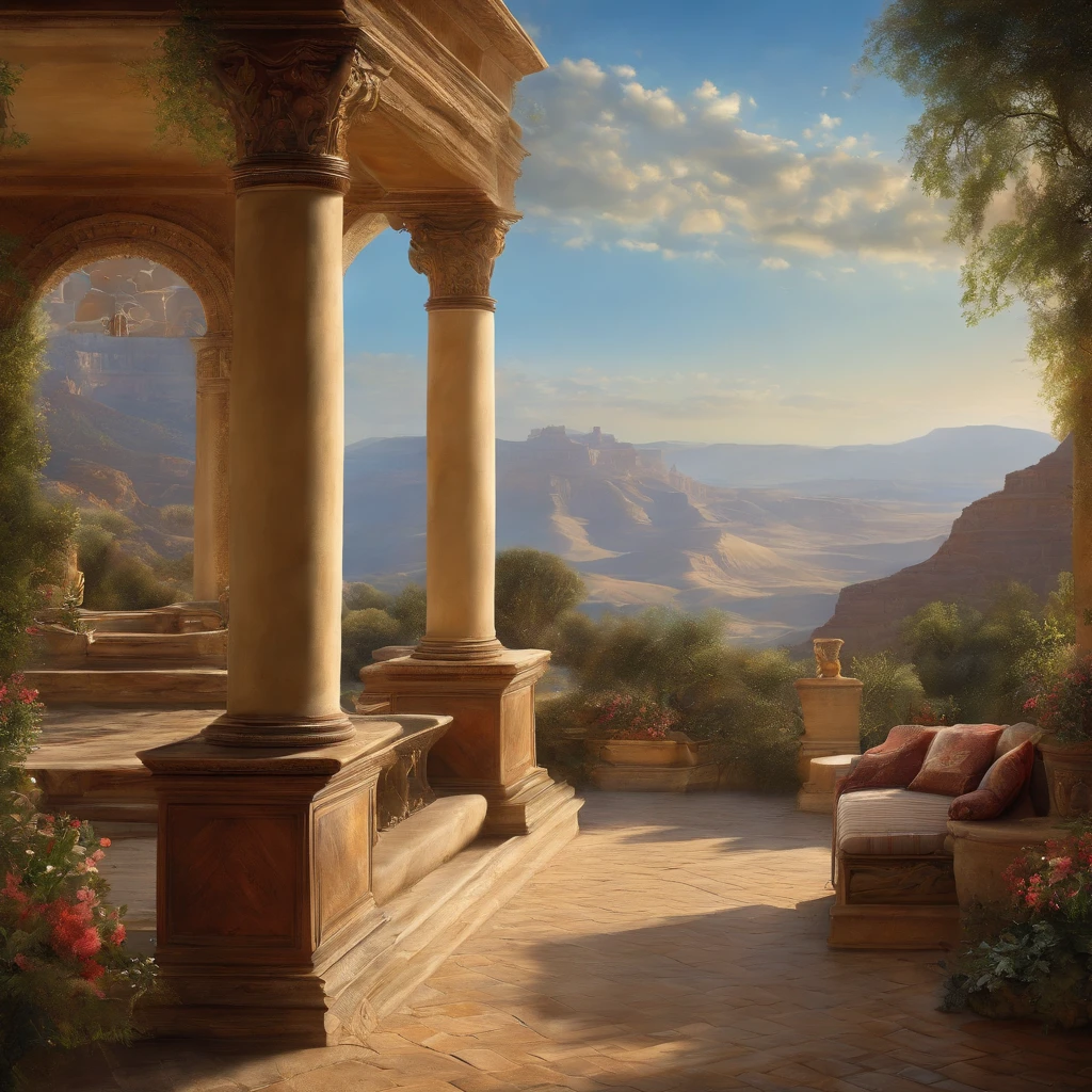 Paysage magique,Mysterious ,(Highly detailed CG Unit 8k wallpaper), The most beautiful work of art in the world, Professional majestic oil painting, complexe, High detail, mise au point nette, dramatique, Art of photorealist painting, Alma Tadema