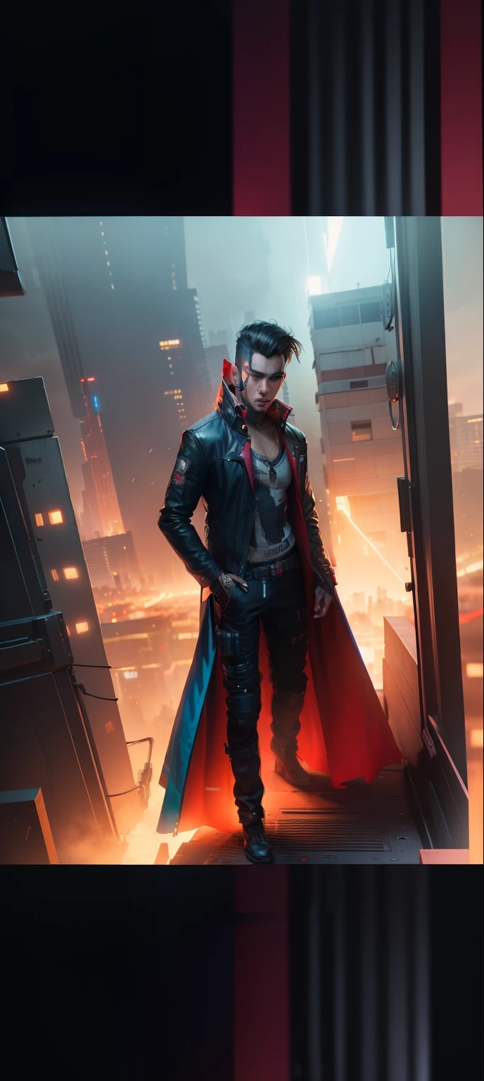 Change background cyberpunk handsome boy, realistic face, 8k, ultra realistic