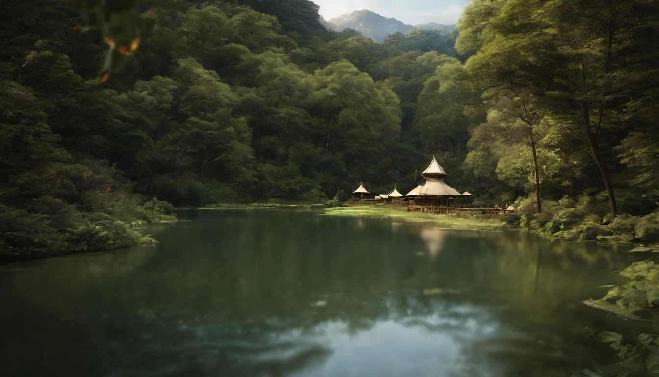 masterpiece、best qualtiy、Stunning reflections、Best reflection ever。 (Highly detailed CG Unity 8K wallpapers)、(top-quality)、(The best illustrations)、(Best Shadows)、(nighttime scene)、(Fashionable lanterns)、Wooden beach stand、Nautical theme with elements of nature。Tall trees々、Quiet creek、Seaside surrounded by delicate leaves and branches、Fireflies and glowing particle effect、(1人の女性、40 years、Beautiful face、Colorful eye color、Wearing a school uniform、Beautiful hair、long)、(Natural elements)、(Sea theme)、(fronds)、(Twigs)、(fireflys)、butterflys、(Delicate)fronds)、(Glow)、(Particle effect)。 、Isometric 3D、Octane Rendering、lay tracing、ultra-detailliert