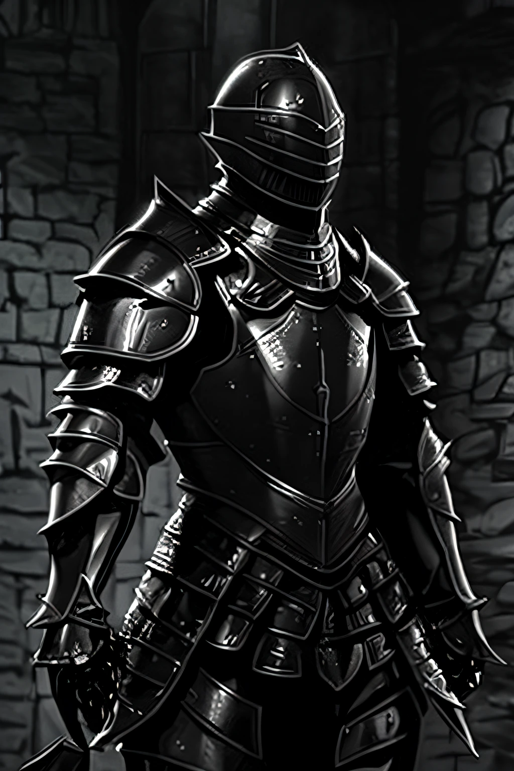 a man in armor standing in a dark room, armadura escura, Conceito de armadura de alma escura, armadura preta, cavaleiro do mal, armadura de sombra, vestido com armadura furtiva, usando uma armadura escura, Armadura preta, pale black armor, armadura preta afiada e elegante, usando armadura preta, armadura preta afiada, armadura de ferro preto, cavaleiro das almas das trevas, gothic knight, armadura preta afiada