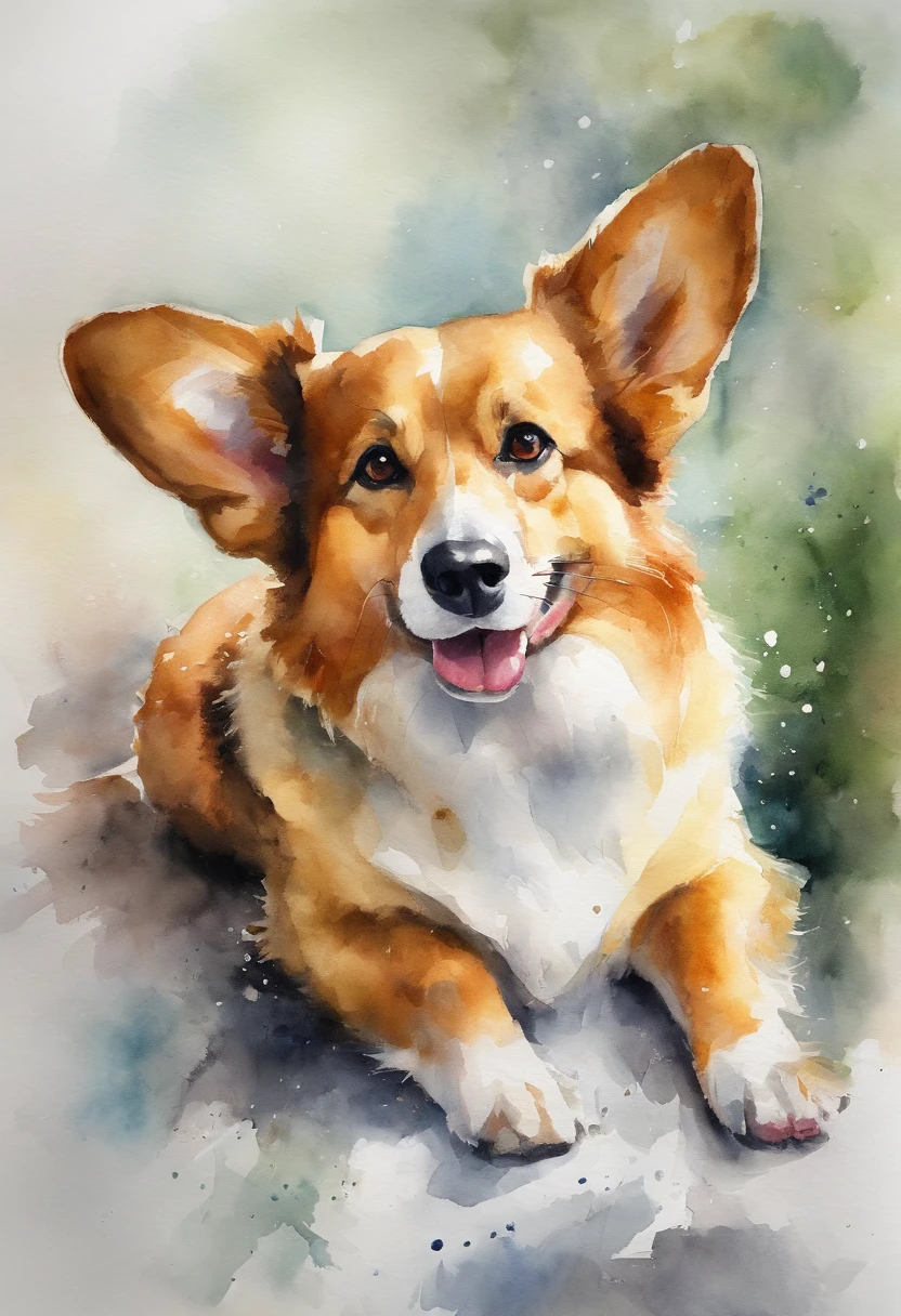 one cute Corgis dog,shaggy,working in an office,photorealestic, finedetail, A high resolution,Perfect dynamic composition