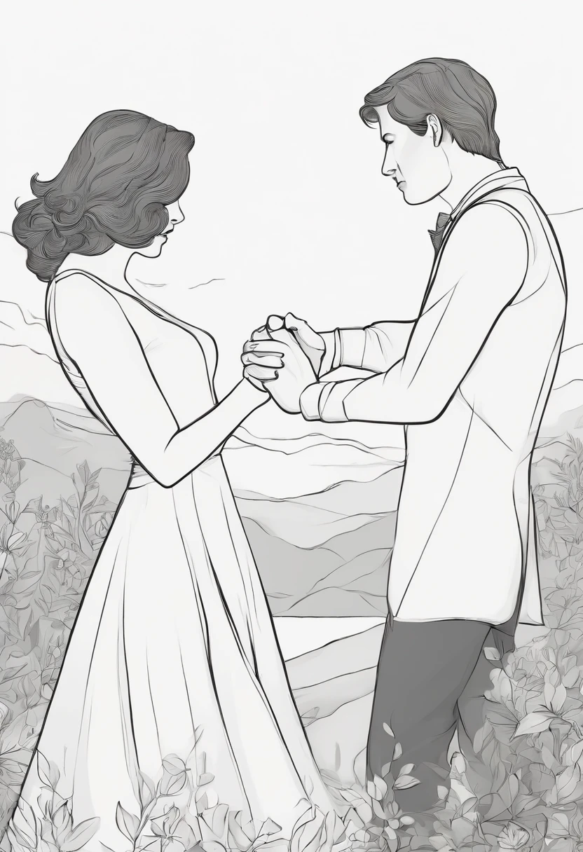 The couple's gestures are loaded with meaning. They hold hands tightly, Conveying trust and unity. The fingers are intertwined so that your thumbs gently caress the back of your partner's hands, a gesture that denotes affection and deep emotional connection.