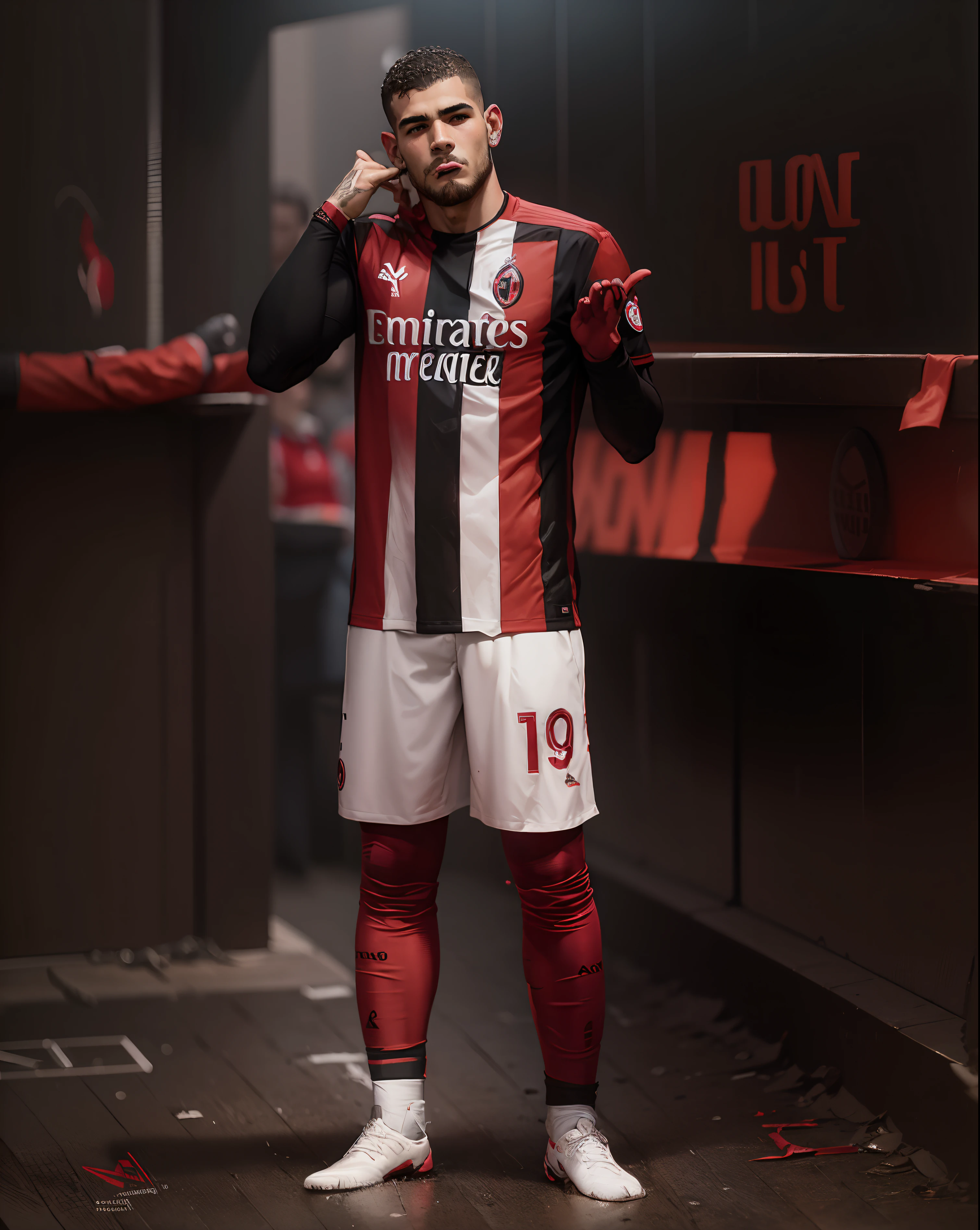 Theo hernandez AC Milan footballers ,AC Milan, background suporter,(black red shirt)