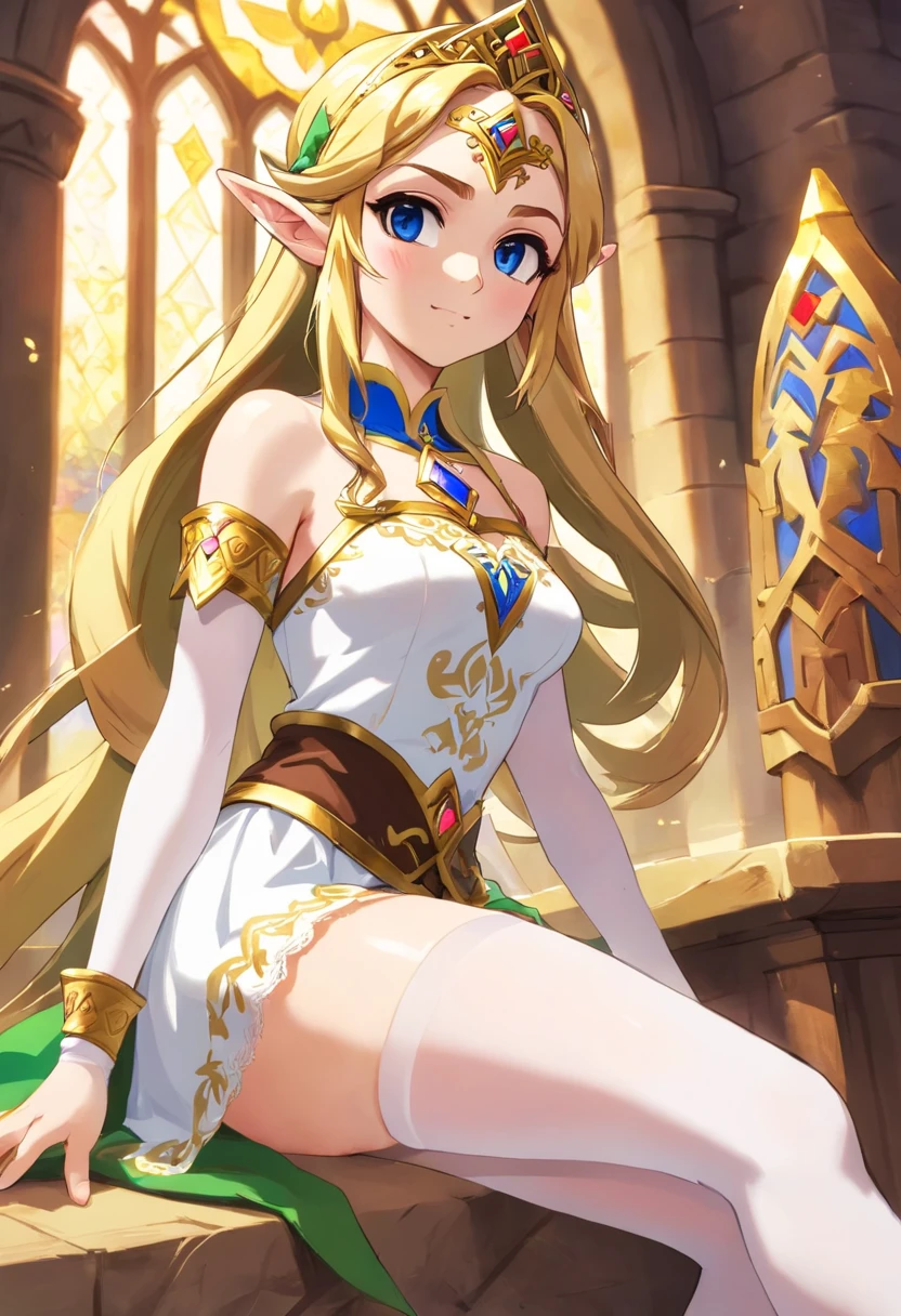 Princess Zelda in white stockings