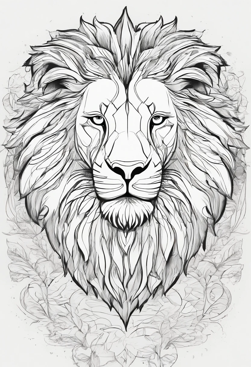 Lion sketch style, monocromatico, arte em linha, LINE ART