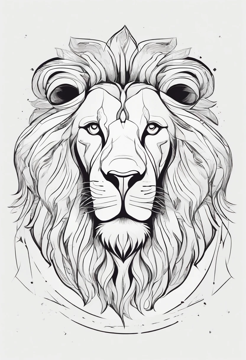 Lion sketch style, monocromatico, arte em linha, LINE ART