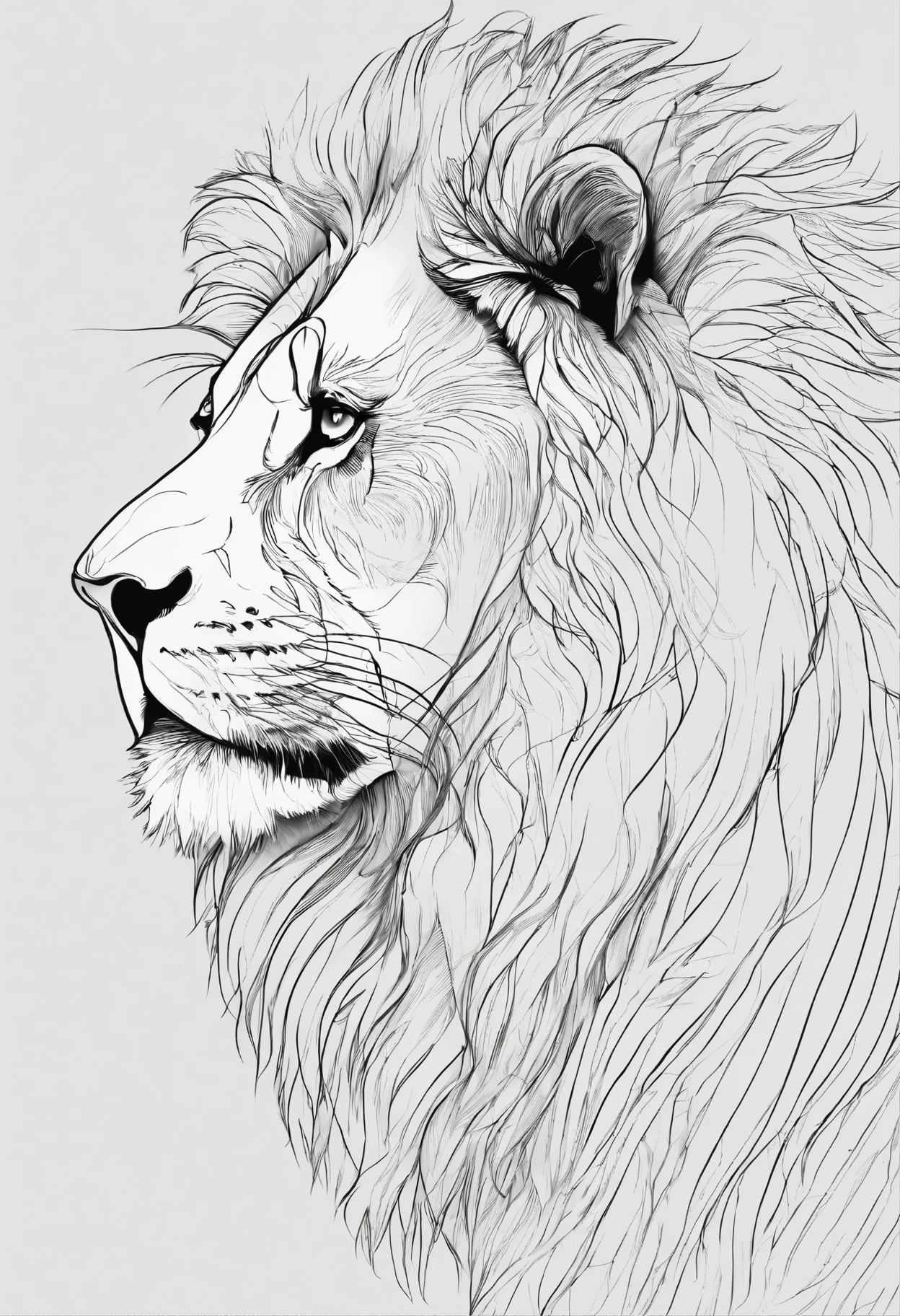 Lion sketch style, monocromatico, arte em linha, LINE ART