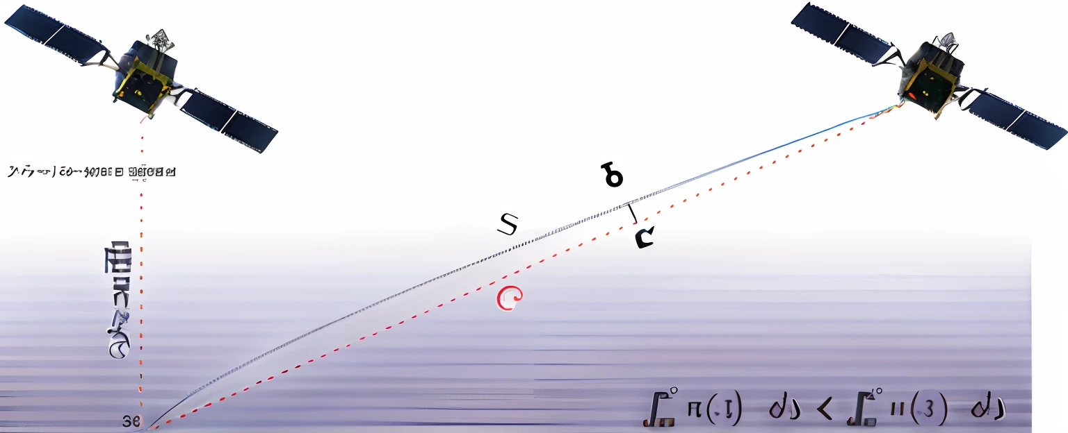 a diagram of a satellite with a line of sight and a line of sight, single centered subject, gama linear, Orbital graphic lines, lineal vetorial, lentes gravitacionais, perpendicular to the camera, Espalhamento de Rayleigh, Singularidade gravitacional, ground angle, Scientific representation, lente gravitacional, Narrow angle, ( ( illustration, scientific photo, Long shooting angle, Spherical