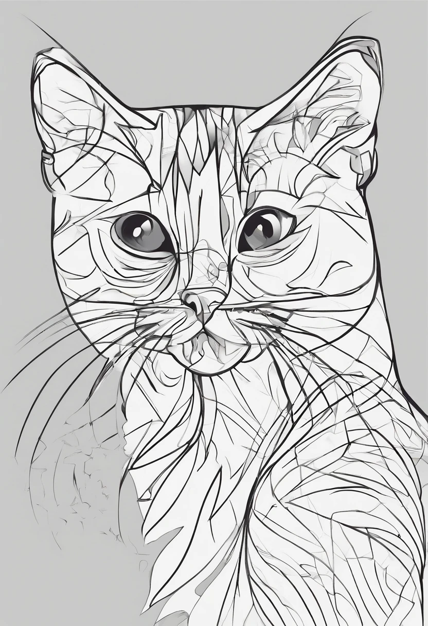 Gato , estilo sketch, LINE ART monocromatico