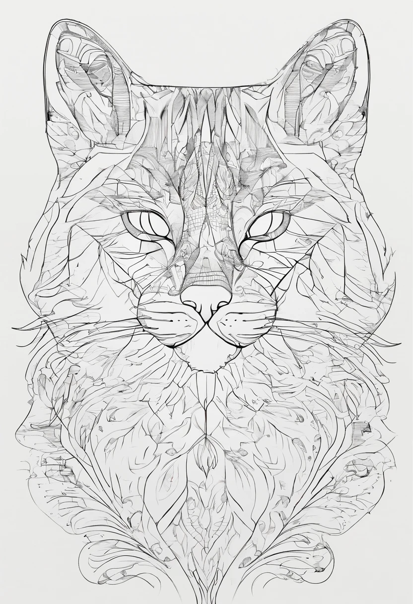 Gato , estilo sketch, LINE ART monocromatico