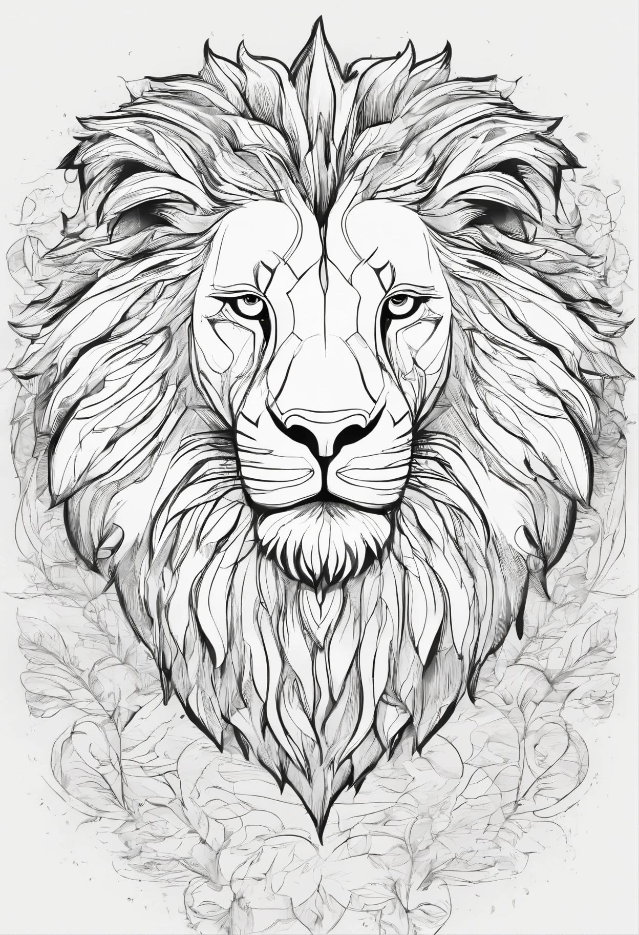 Lion sketch style, monocromatico, arte em linha, LINE ART