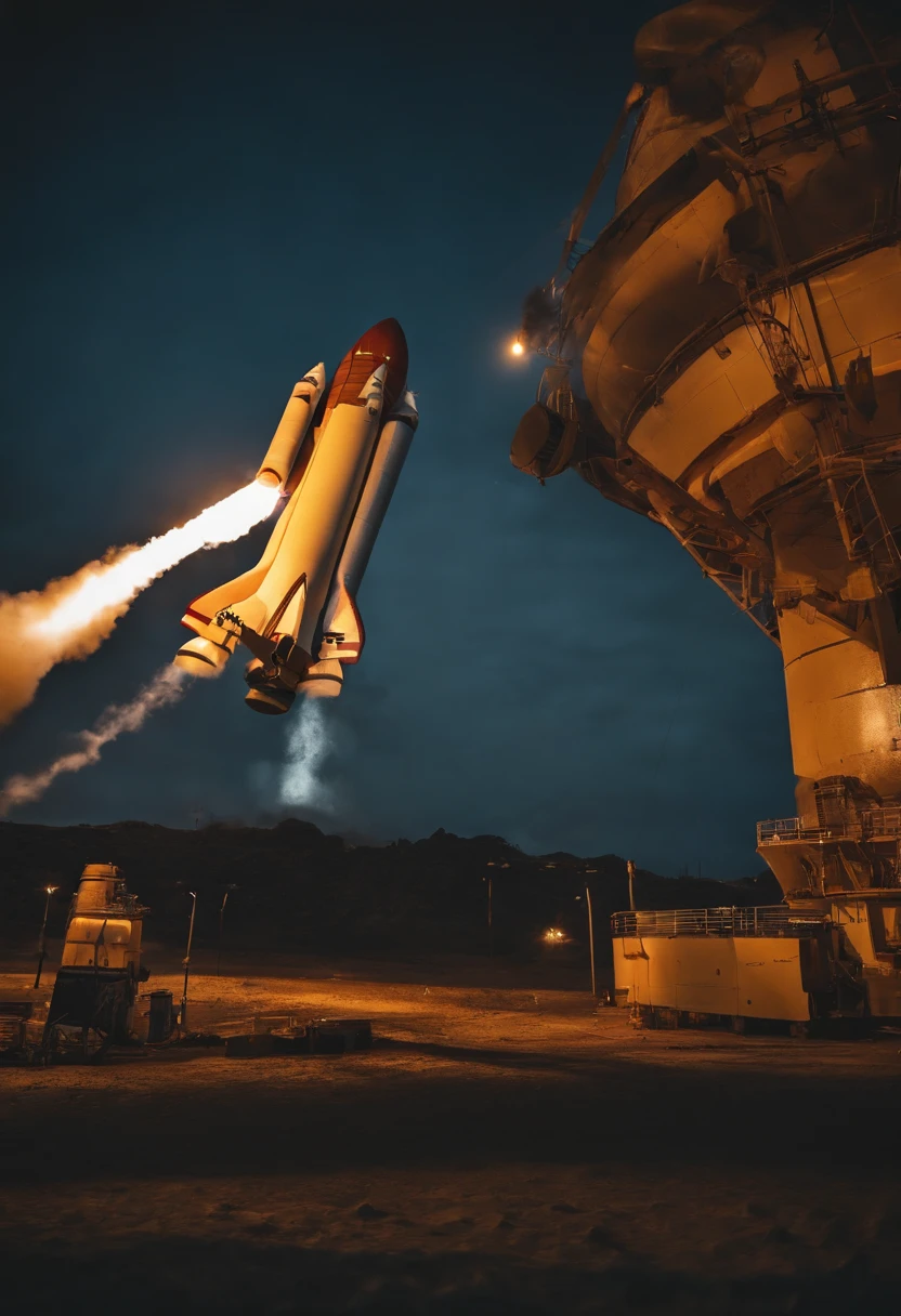 The rocket takes off
