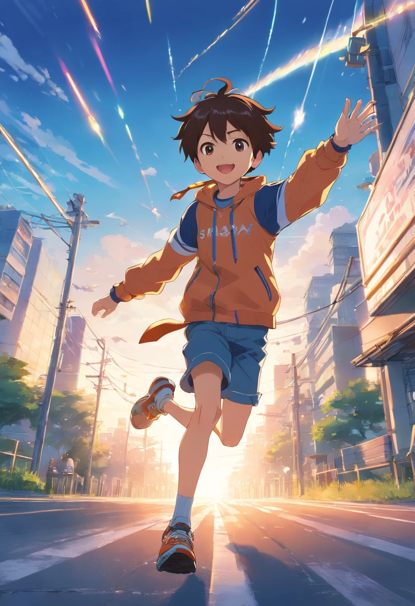 A 12-year-old boy bursting with boundless energy, that's how I'd describe him. With a perpetual twinkle in his eyes and an infectious grin, he exudes vivacity wherever he goes. His spiky hair seems to defy gravity as it bounces with each enthusiastic step he takes. Always on the move, he's a whirlwind of activity, whether he's playing sports, racing bikes, or exploring the outdoors. He's a chatterbox, effortlessly engaging in conversations with everyone he meets, and his laughter is like a symphony of joy. Curious and adventurous, he approaches life with an insatiable thirst for new experiences and learning.