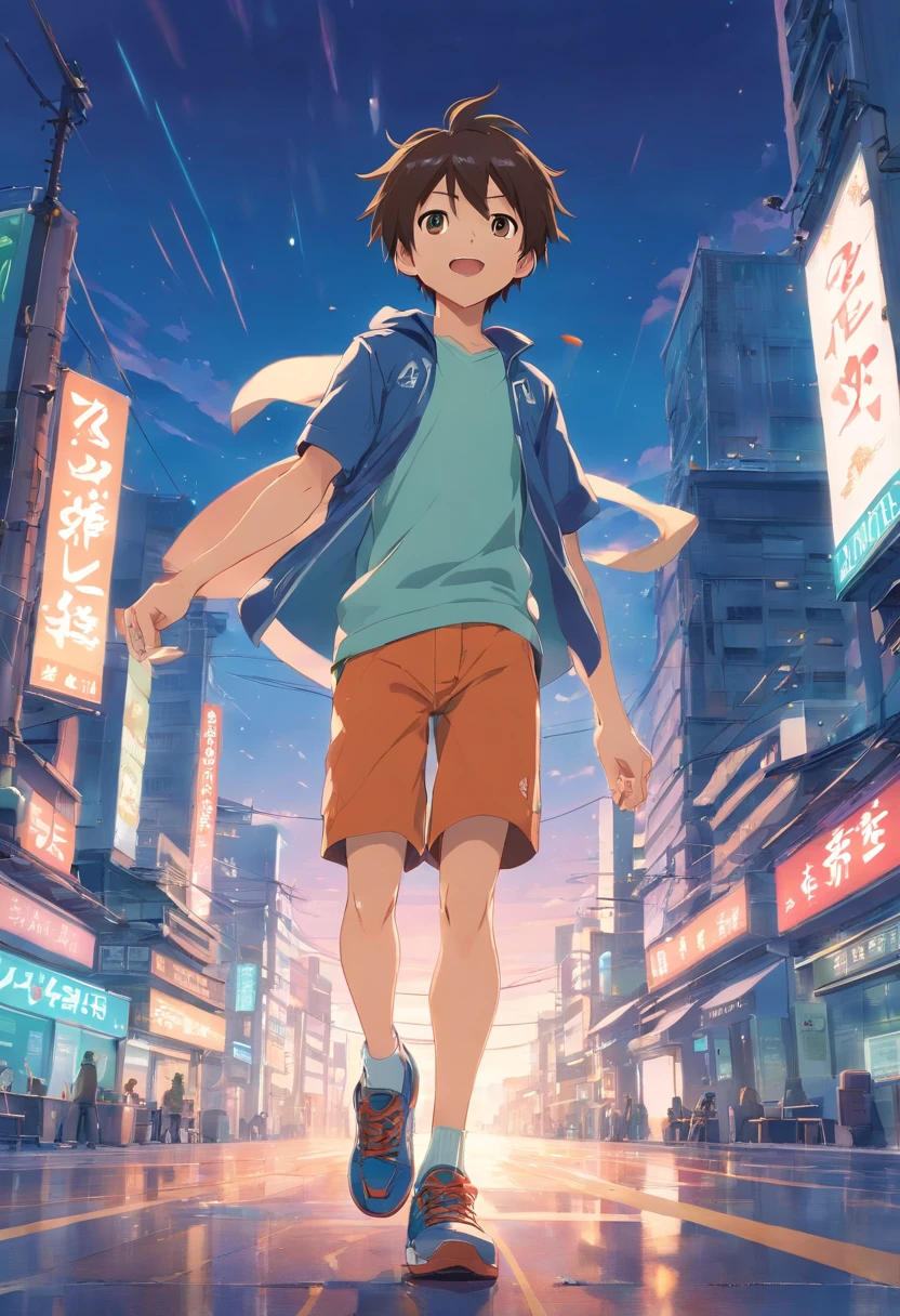 A 12-year-old boy bursting with boundless energy, that's how I'd describe him. With a perpetual twinkle in his eyes and an infectious grin, he exudes vivacity wherever he goes. His spiky hair seems to defy gravity as it bounces with each enthusiastic step he takes. Always on the move, he's a whirlwind of activity, whether he's playing sports, racing bikes, or exploring the outdoors. He's a chatterbox, effortlessly engaging in conversations with everyone he meets, and his laughter is like a symphony of joy. Curious and adventurous, he approaches life with an insatiable thirst for new experiences and learning.