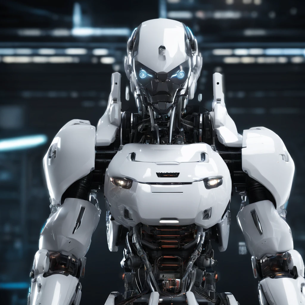 An alien,full bodyesbian,Humanoid,mechs,(Wearing a white zirconium dioxide ceramic surface mech:1.5),(((Hard surface properties))),(((streamlined line design))),It has refined features in a sci-fi environment,with light glowing, Sparks and lights, best qualtiy,tmasterpiece,Photorealsitic, Highly detailed, iintricate,unreal 5 render, large robotic cock, large robotic testes