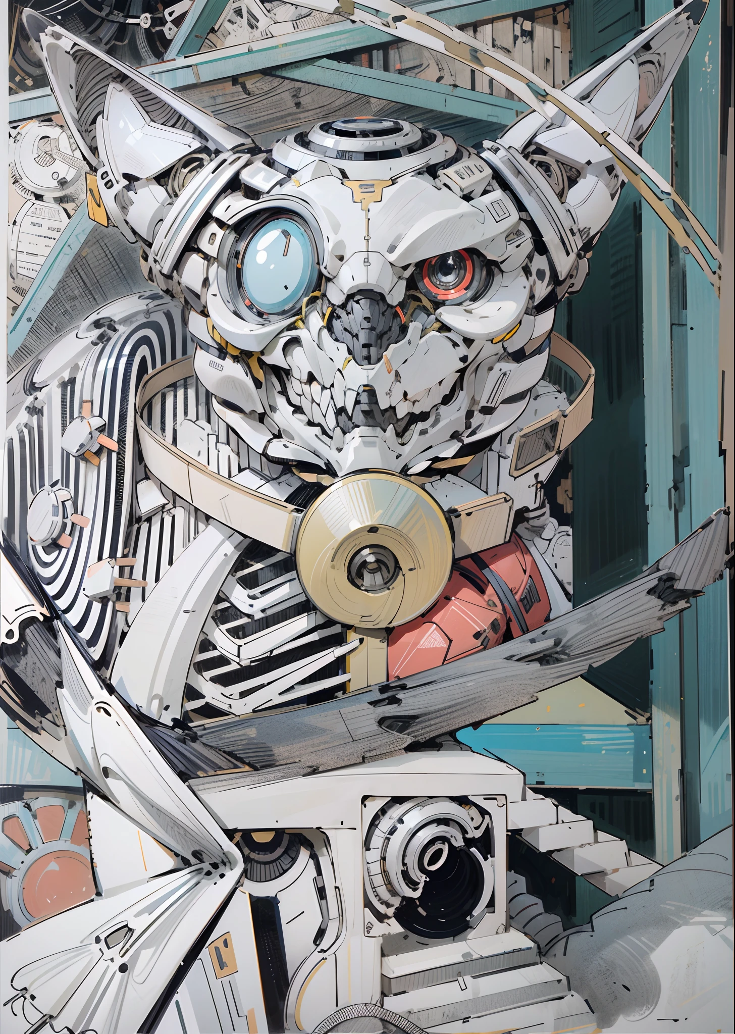 Dark_fantasy，cyber punk perssonage，1man mechanical miracle，Cat skeleton，Cat bones，cat paws，a cat tail，bell，Red silk，Robotic presence，cybernetic guardians，Samurai mechanical armor，Katana at the waist，absolutely stunning art，wearing in black cloak，Art of the highest quality，Highest high resolution，Hyper-detailing，Black and red，A futuristic，atmospurate，8K，64k，k hd，Unbeatable masterpiece，动态照明，cinematic ligh，Epic，Red satin，with black background