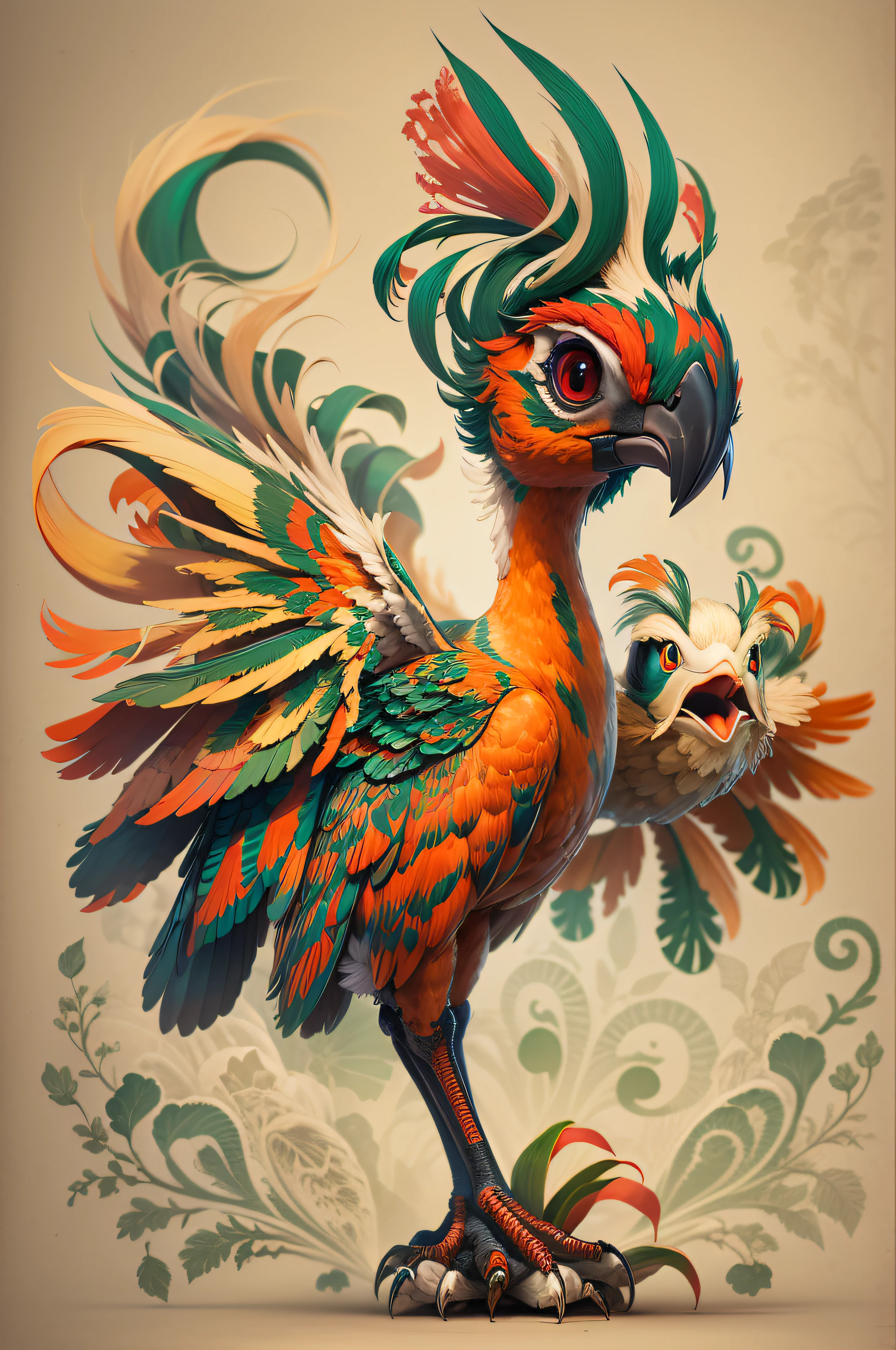 Eduardo Rodriguez Calzado style,Phoenix bird