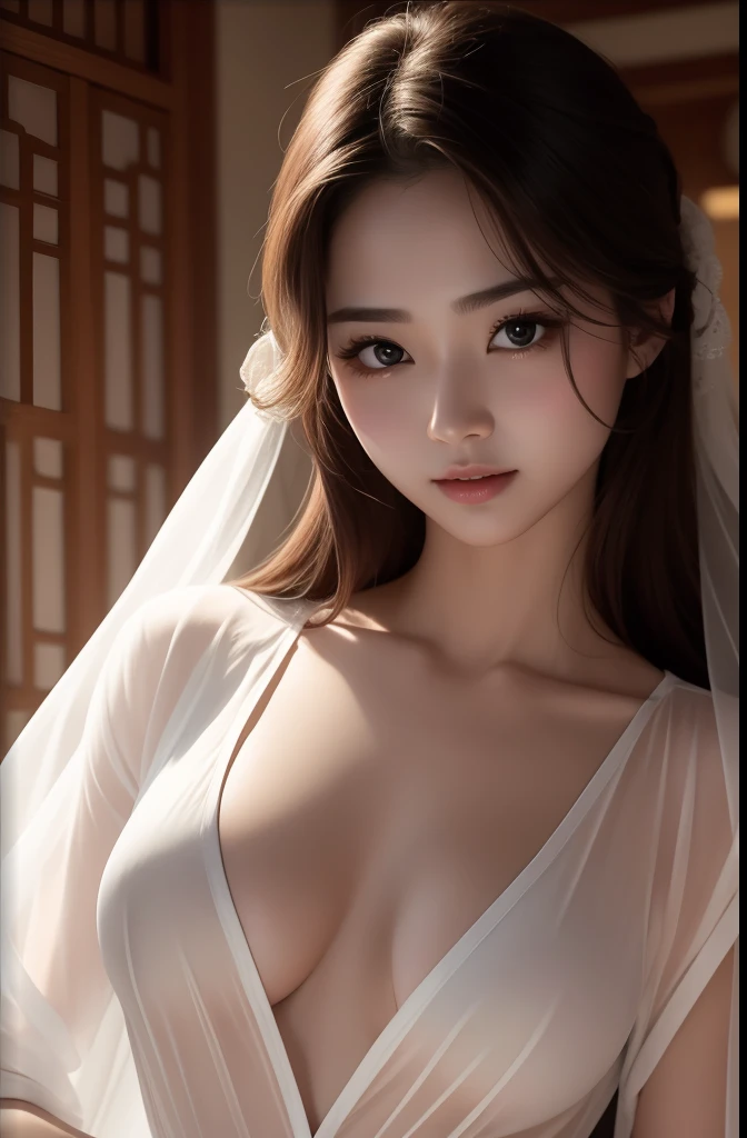 exquisite face,Elaborate Eyes,Sheer shirt open,Small breasts、no underwares、adolable,The upper part of the body、The mouth opens in an O-shape