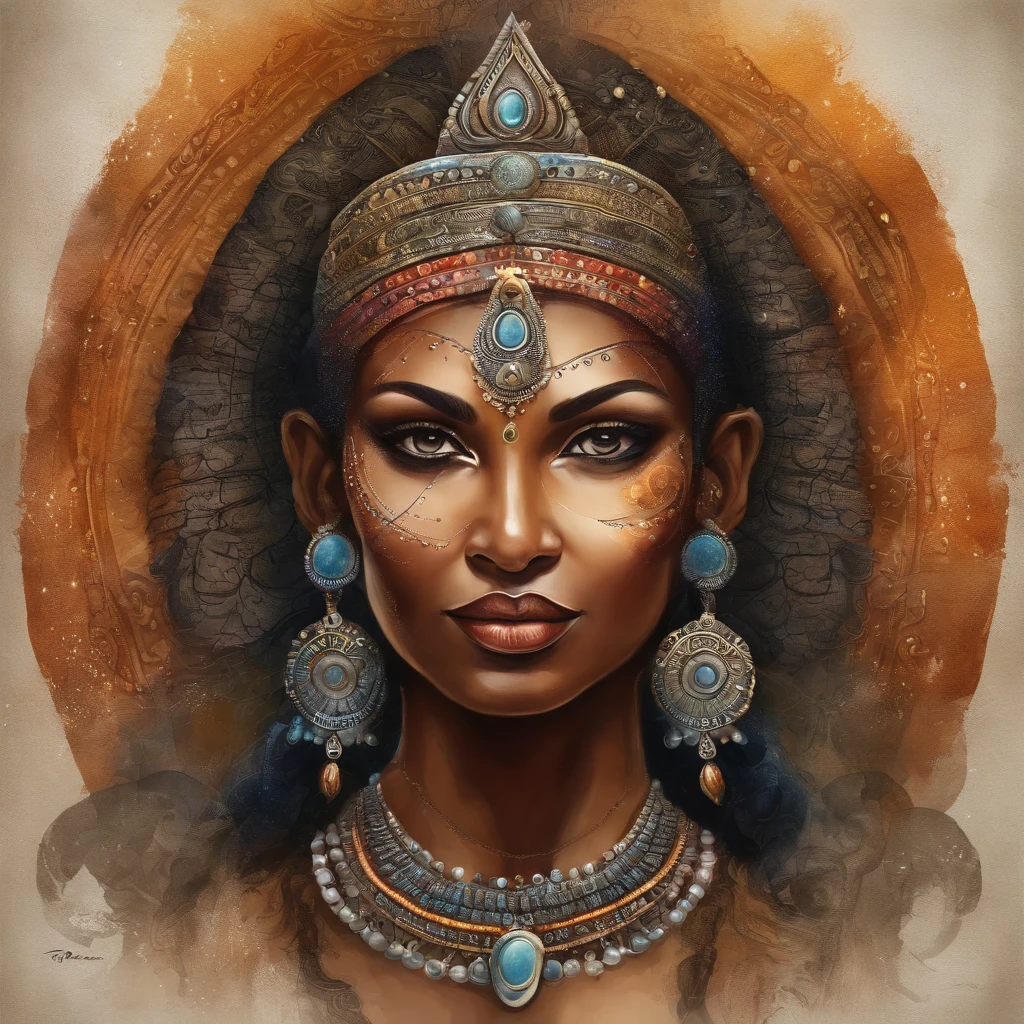 Best quality, Masterpiece, 超高分辨率, (photograph realistic:1.4),brown skinned Indian cybernetic humanoid goddess ,surrealism, Dream-like, fusionart, Indian goddess mystical humanoids, dark ethereal magic, humanoid dream control, cybernetic stealth, shadow step, dark machine spells, crystal razor blad