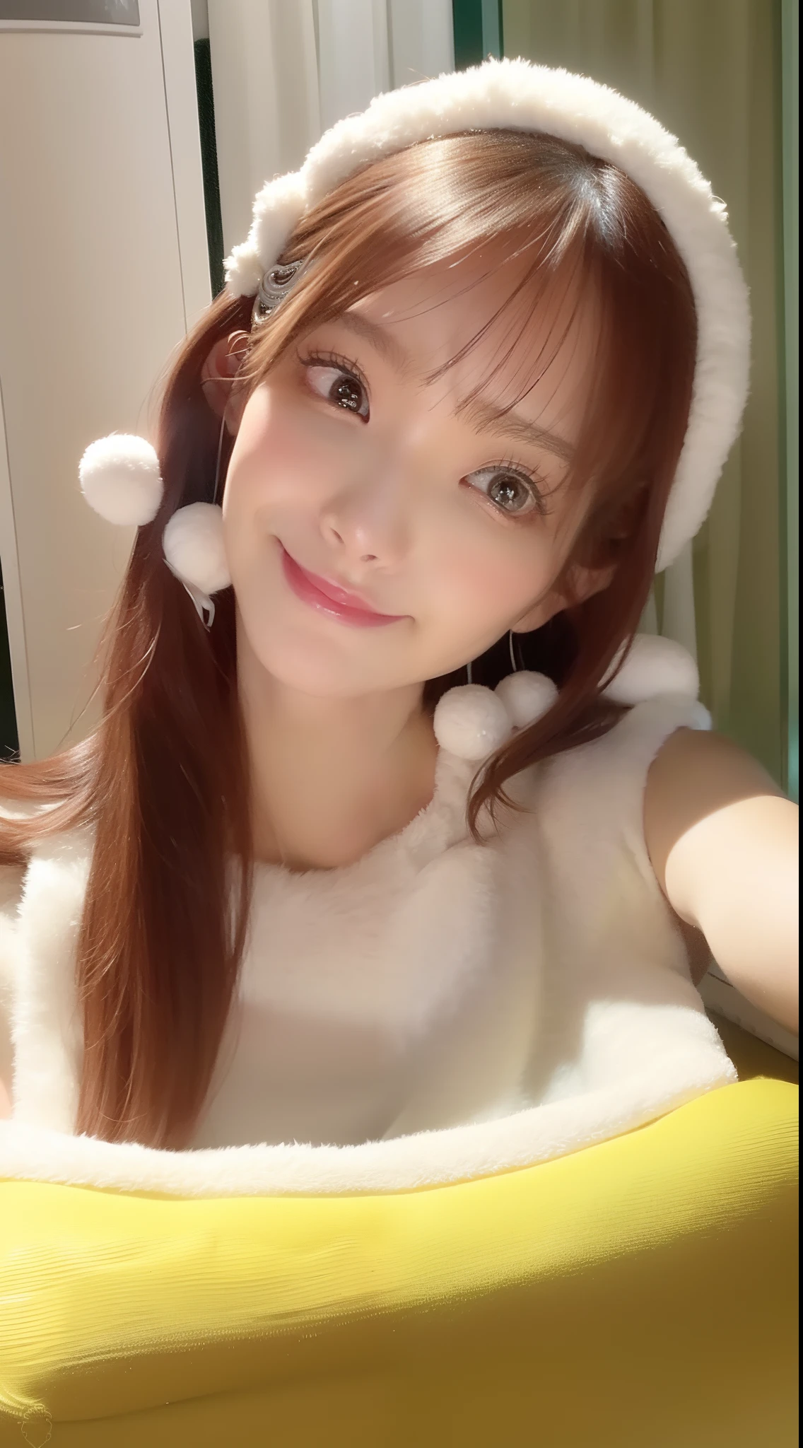 (8k, Best Picture Quality, tmasterpiece:1.2), (realisticlying, realisticlying:1.37), Super meticulous, 1个Giant Breast Girl, adolable, 独奏, beautiful detailed sky,,(Nasal redness),(ssmile:1.15),(Keep one's mouth shut)smallunderboob,美丽细致的眼睛,(long whitr hair:1.2),floated hair,The upper part of the body,Super detailed face,Get close to the face of a real person,Goddess of temperament