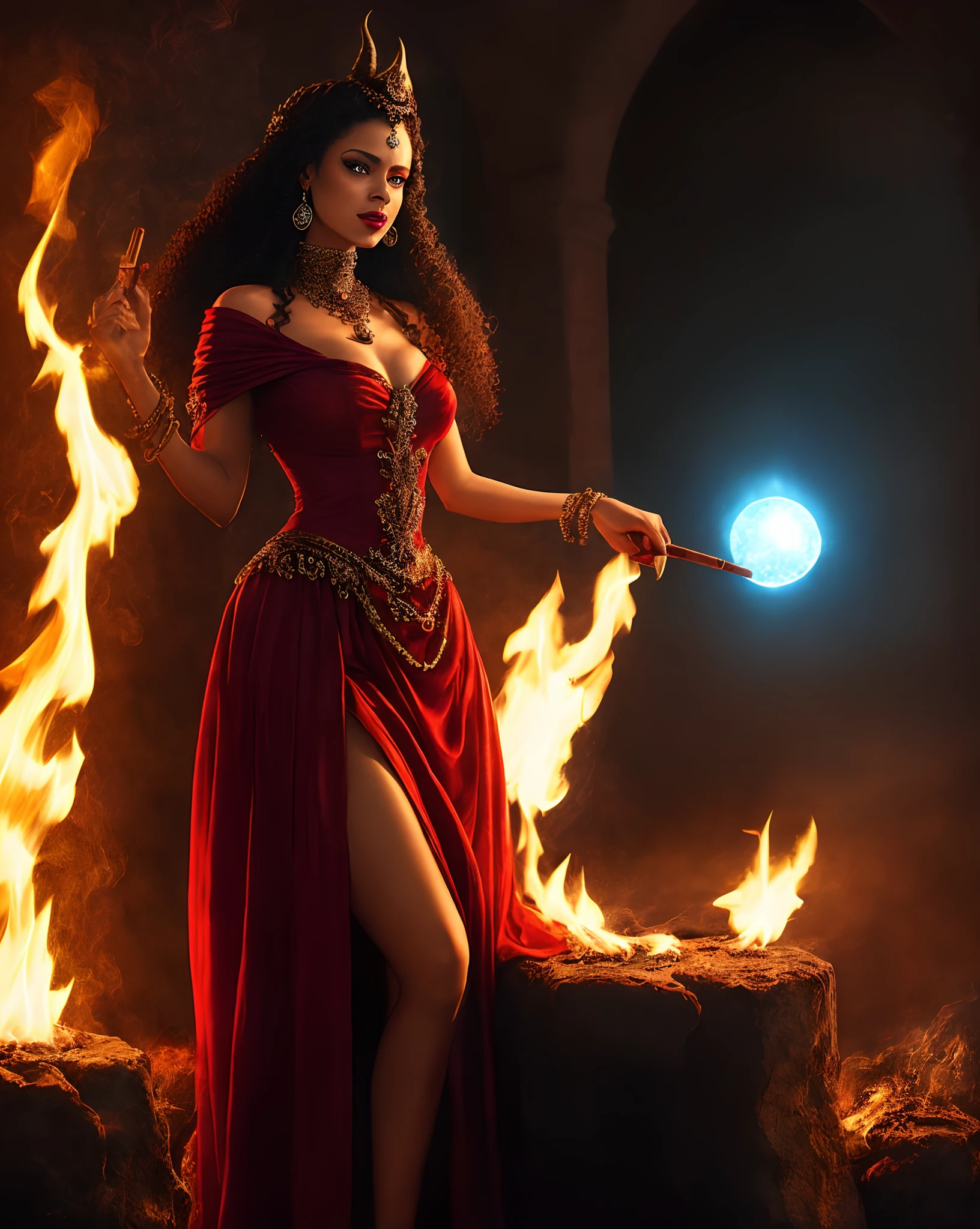 rainha do inferno, cigana fantasia, umbanda, bola mulher, cabelo cacheado,
Vestido de sigana, vermelho e preto, fogo, inferno