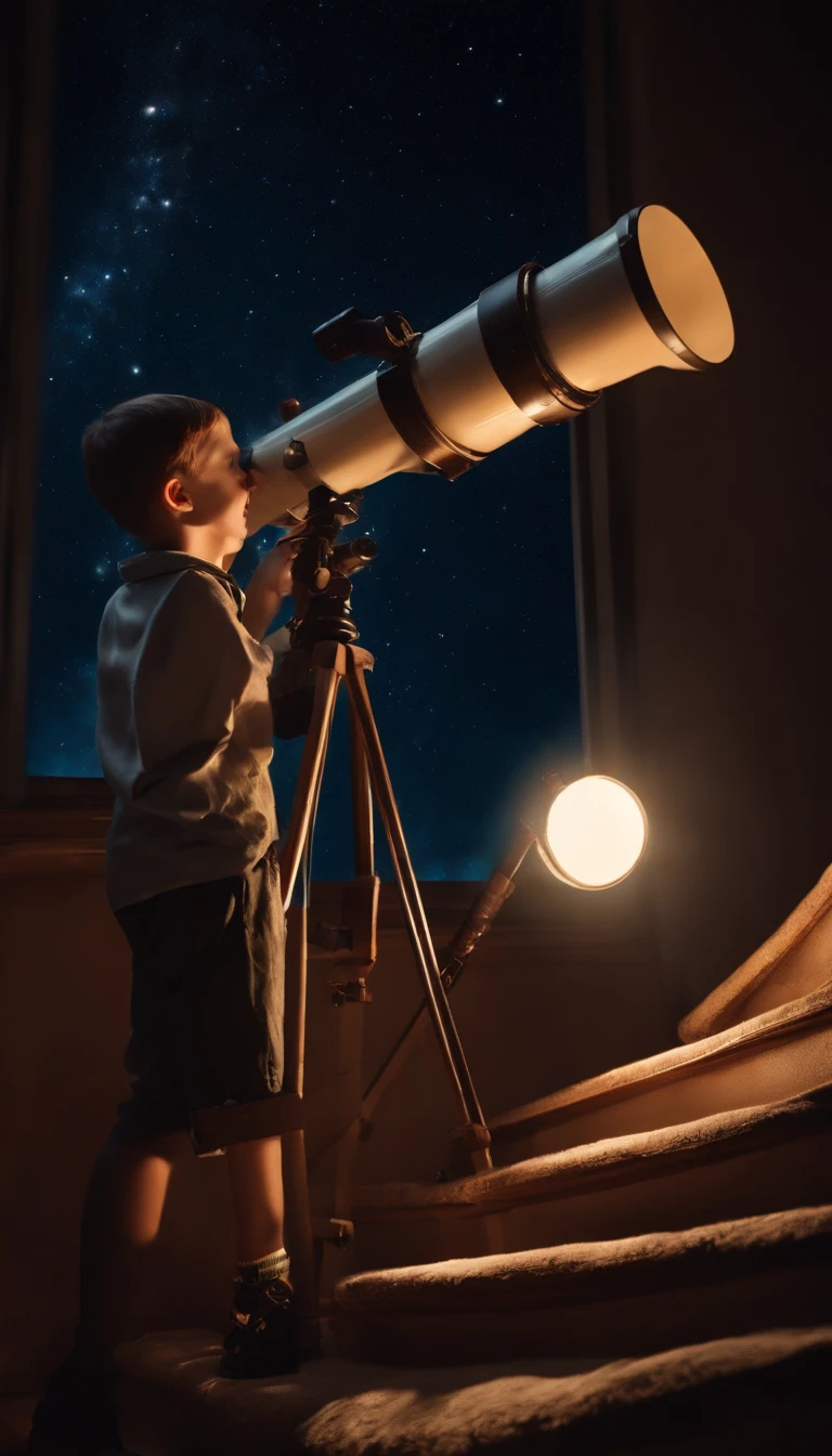 magic school,2boy,Floating stairs,Huge astronomical telescope,Magic Lab,The laughter of the students,(magic sparks:0.8)。