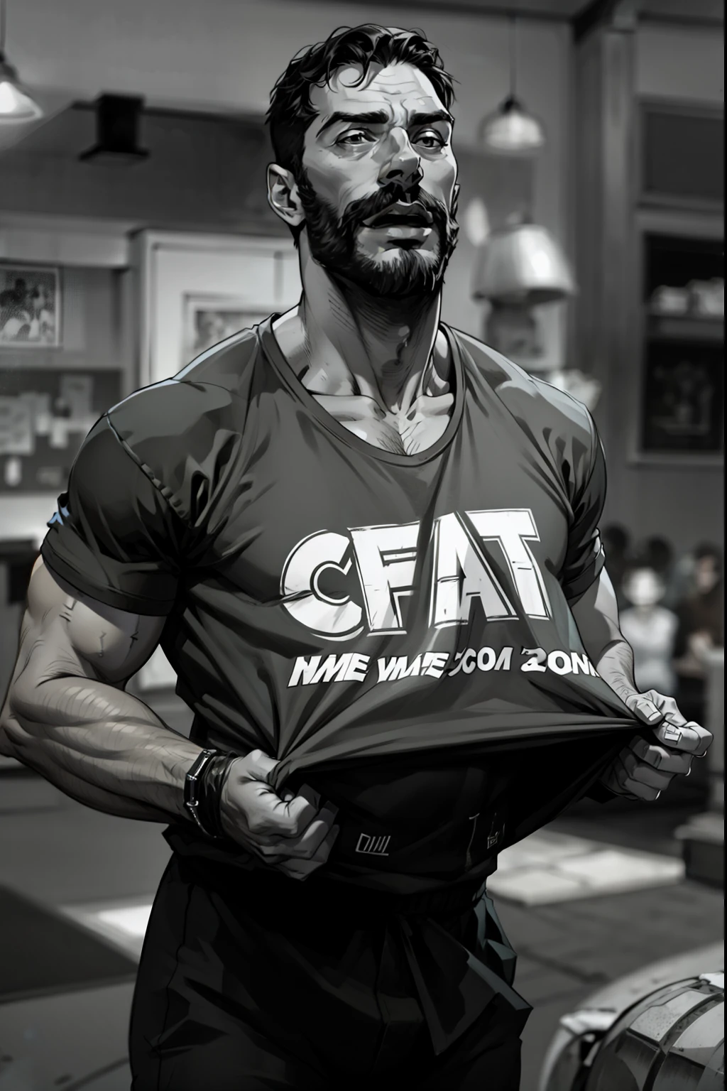 homem levantando a camiseta