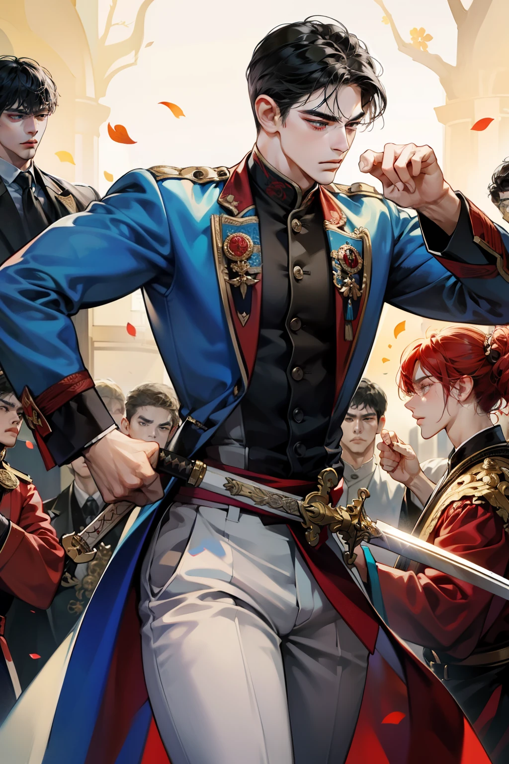 Handsome martial arts,Point ink,feimo,Sword dance,A beautiful man who is difficult to distinguish between men and women