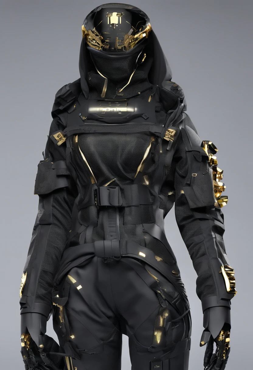 techwear with golden drawing on it