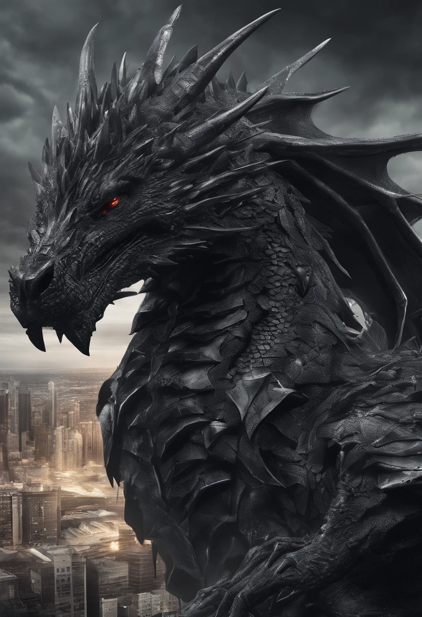 Dark dragon of geographical data in the style of detailed hyperrealism photography
