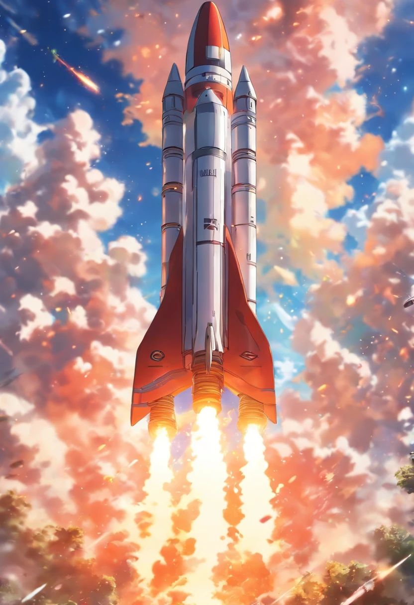 The rocket takes off