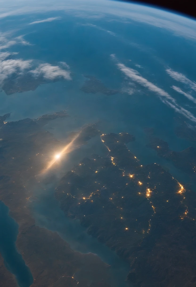 um Smartphone recebe o sinal de um satelite gps em orbita da terra. The smartphone is visible , The satellite is visible and the sent radio signal appears as a straight blue line